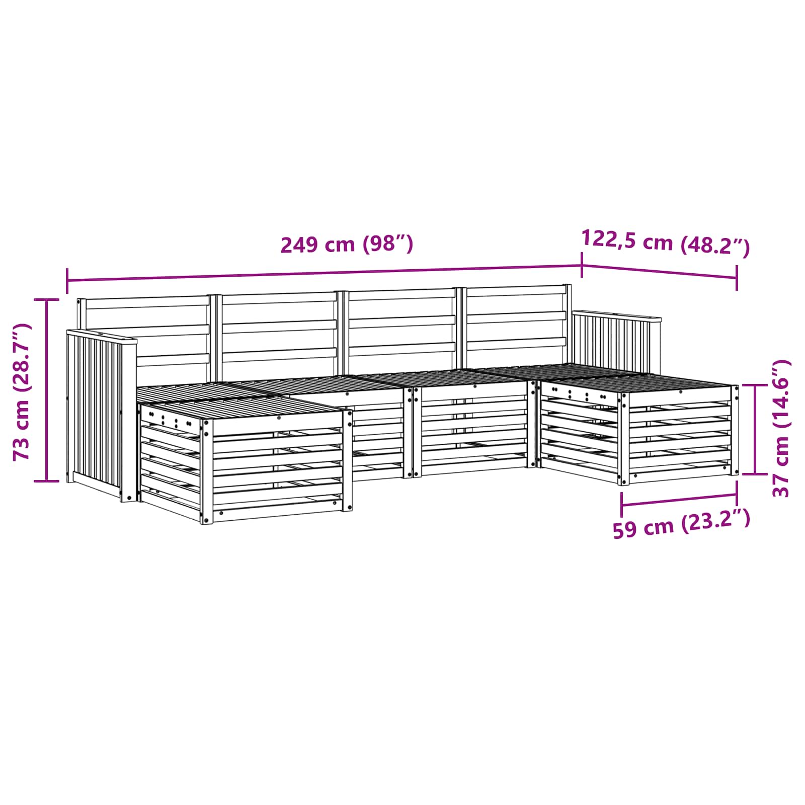 Ensembles de canapés 6 pcs Naturel Bois d'Acacia Massif - XIOS