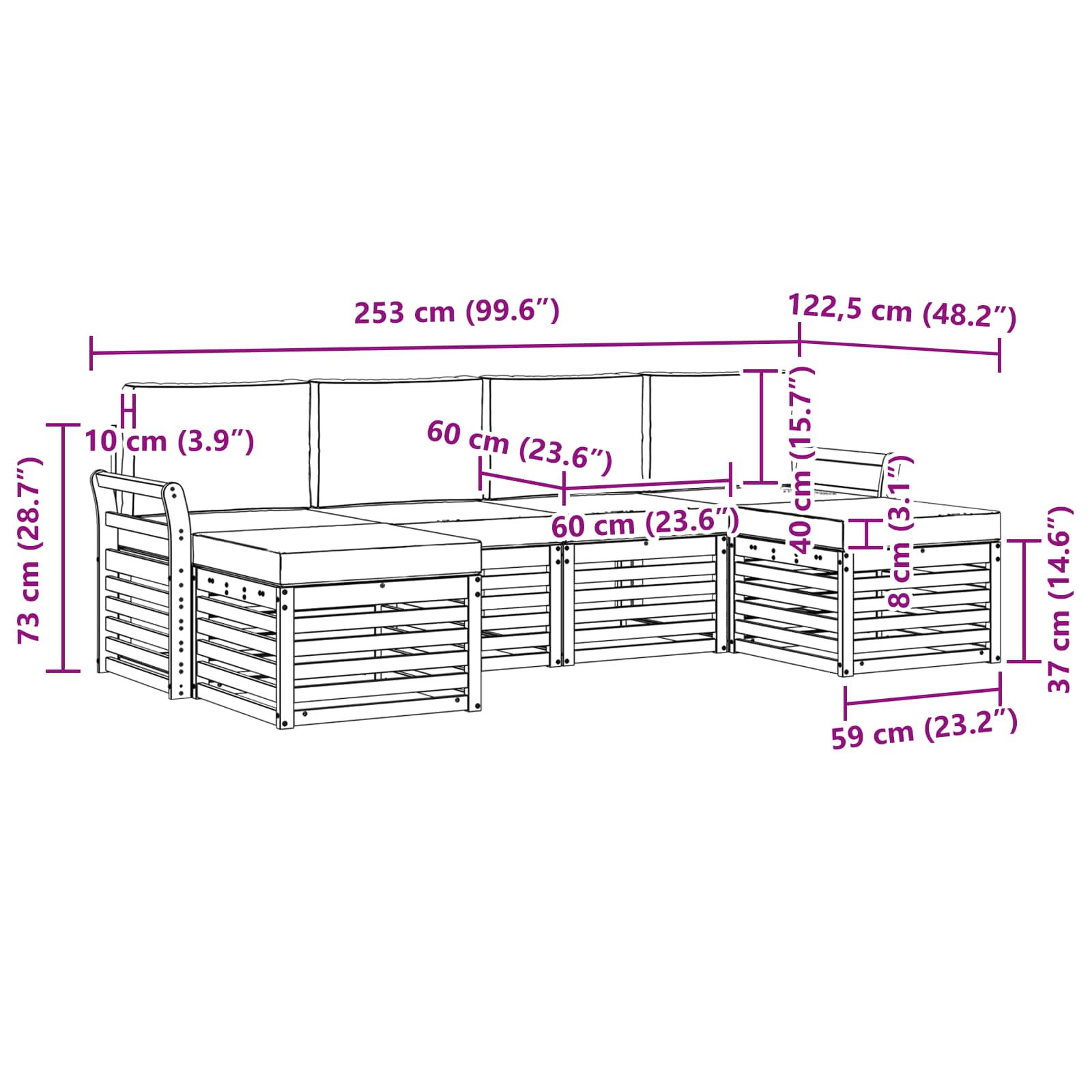 Ensembles de canapés avec coussin 6 pcs Naturel et Crème - XIOS
