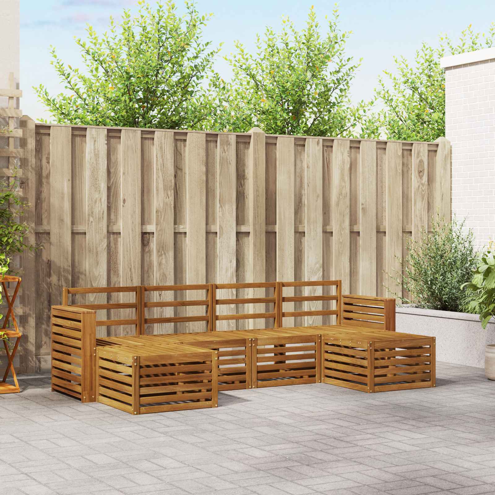 Ensembles de canapés 6 pcs Naturel Bois d'Acacia Massif