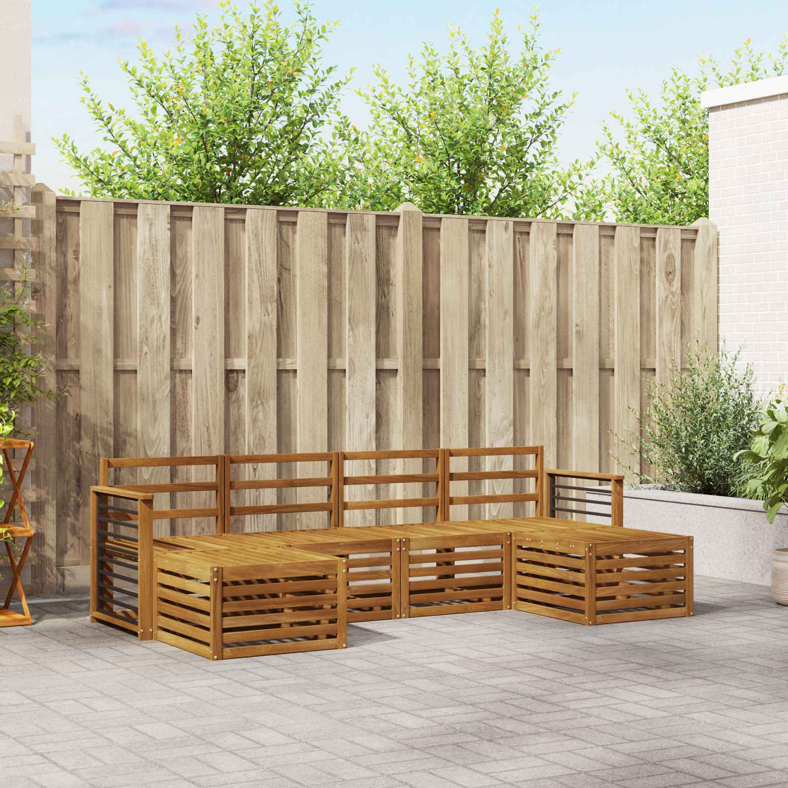 Ensembles de canapés 6 pcs Naturel Bois d'Acacia Massif