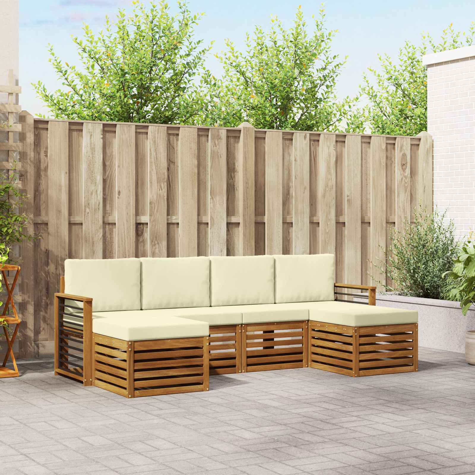 Ensembles de canapés avec coussin 6 pcs Naturel et Crème