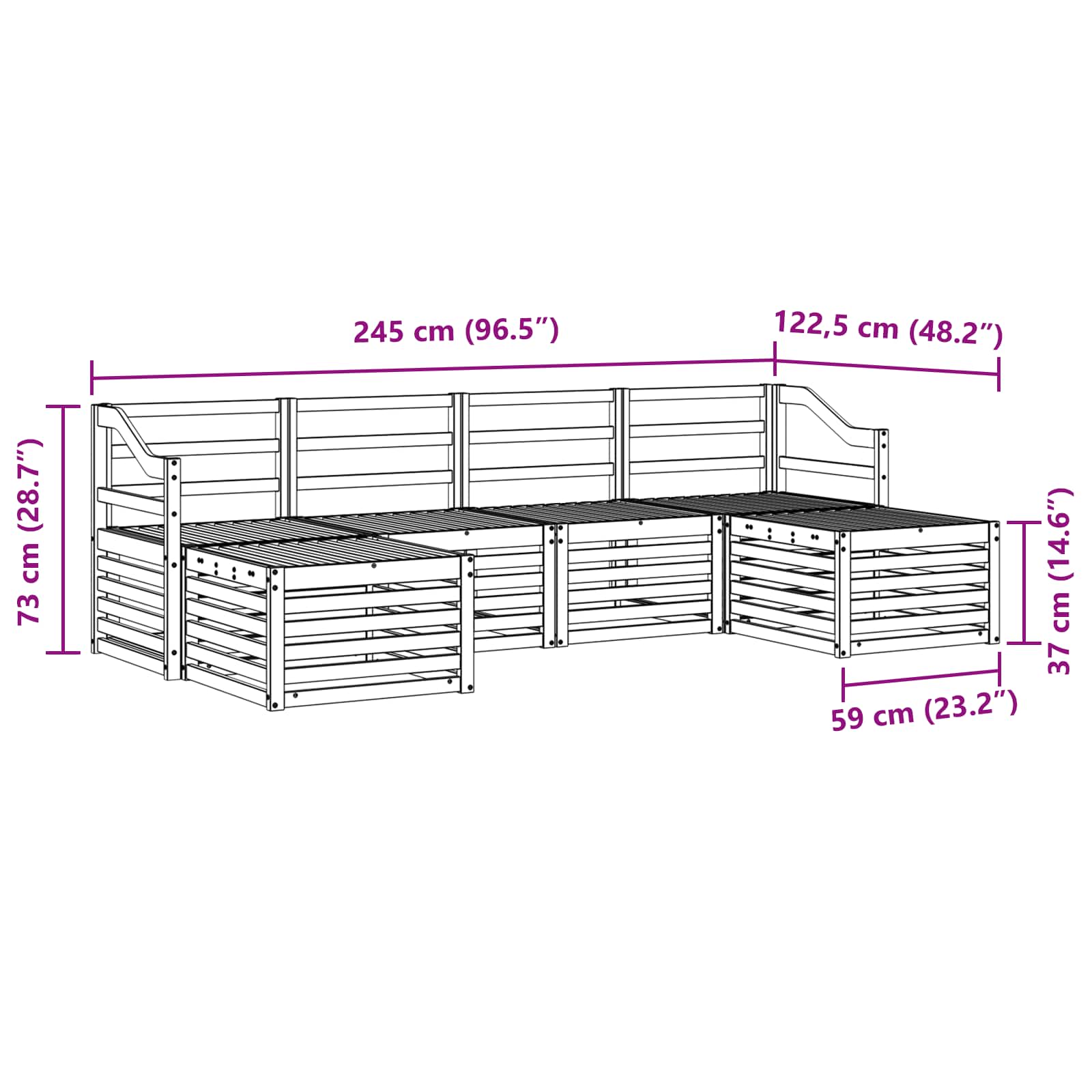 Ensembles de canapés 6 pcs Naturel Bois d'Acacia Massif - XIOS