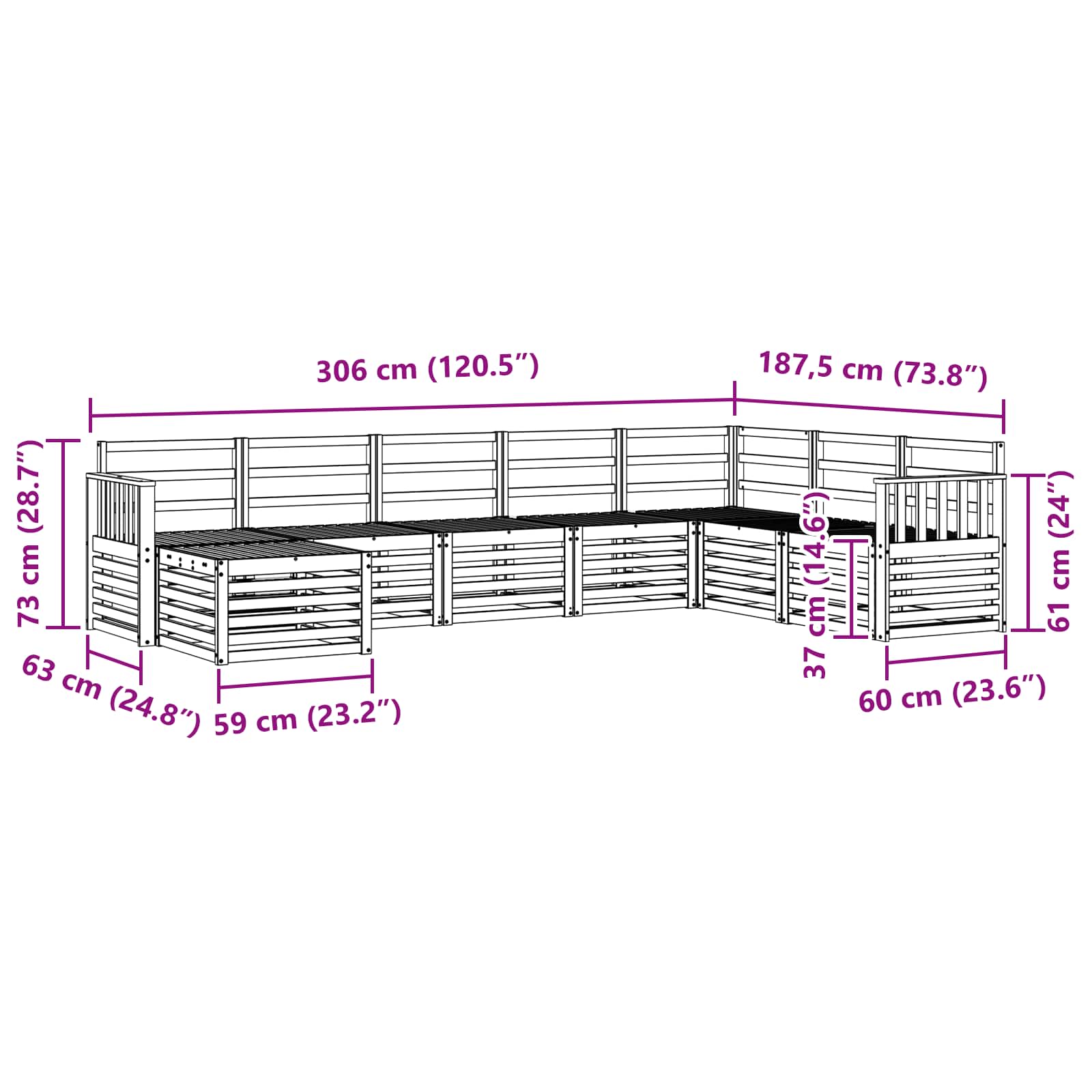 Ensemble de canapés d'extérieur 8 pcs Naturel - XIOS