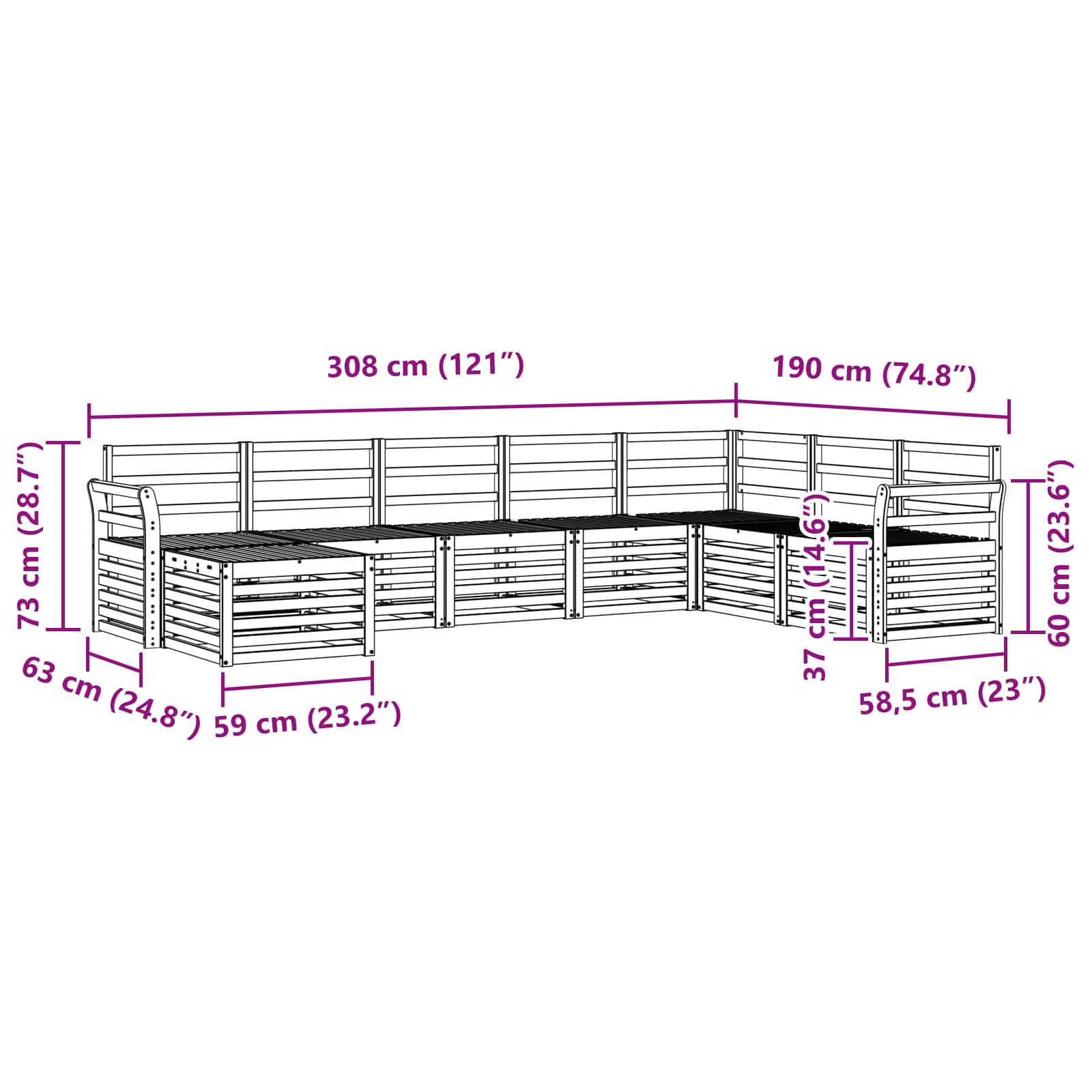 Ensemble de canapés d'extérieur 8 pcs Naturel - XIOS