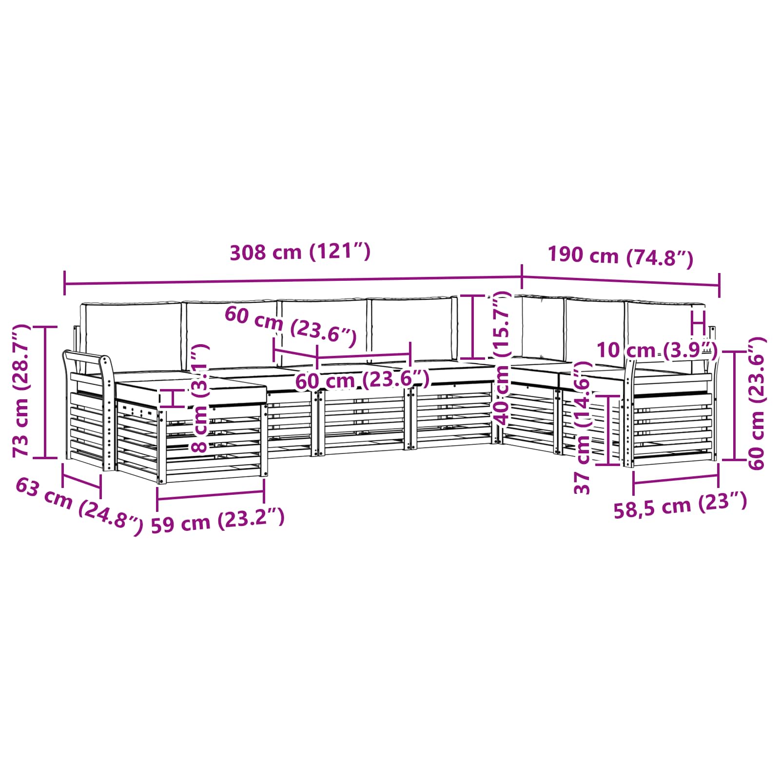 Ensemble de canapés d'extérieur 8 pcs Naturel et Crème - XIOS