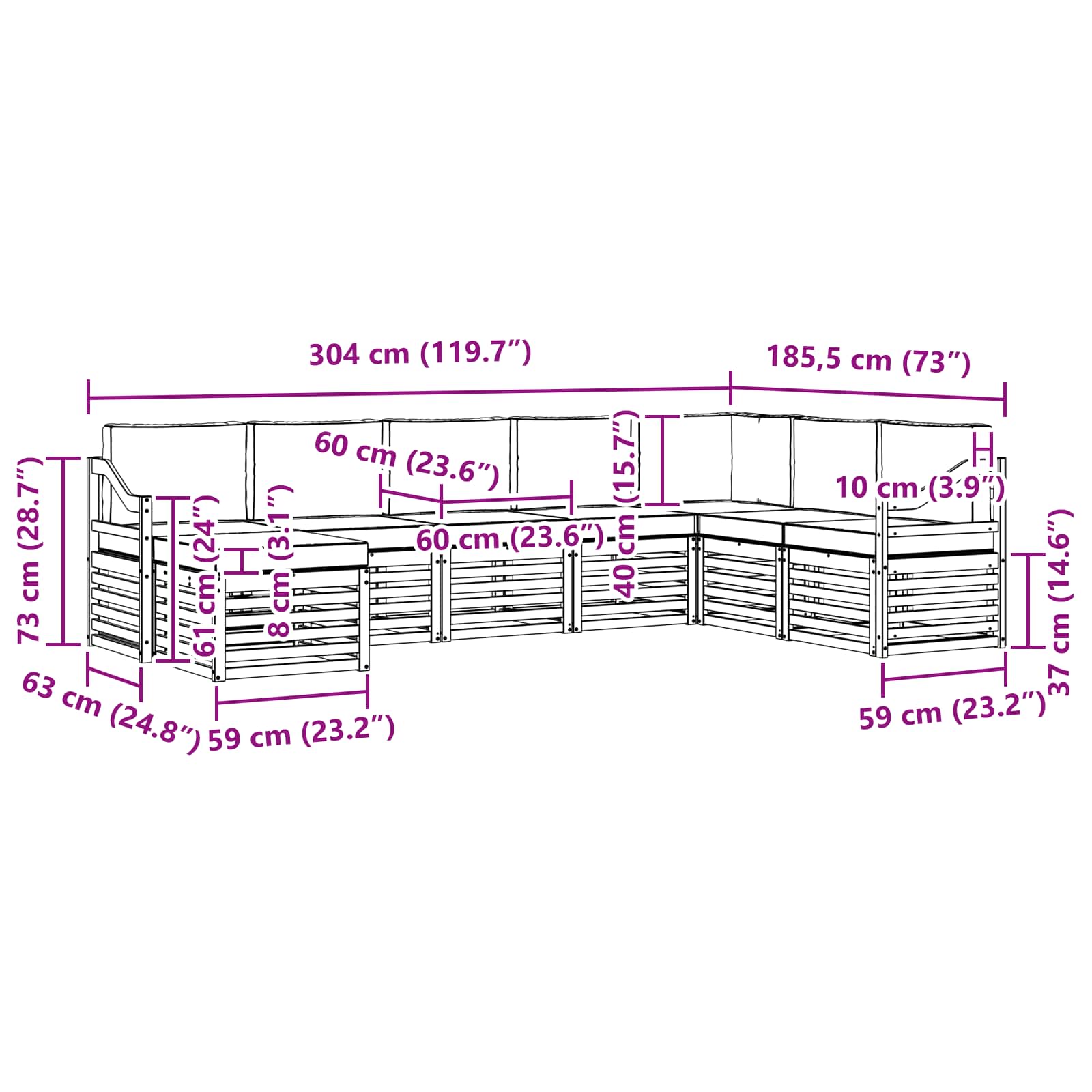 Ensemble de canapés d'extérieur 8 pcs Naturel et Beige - XIOS