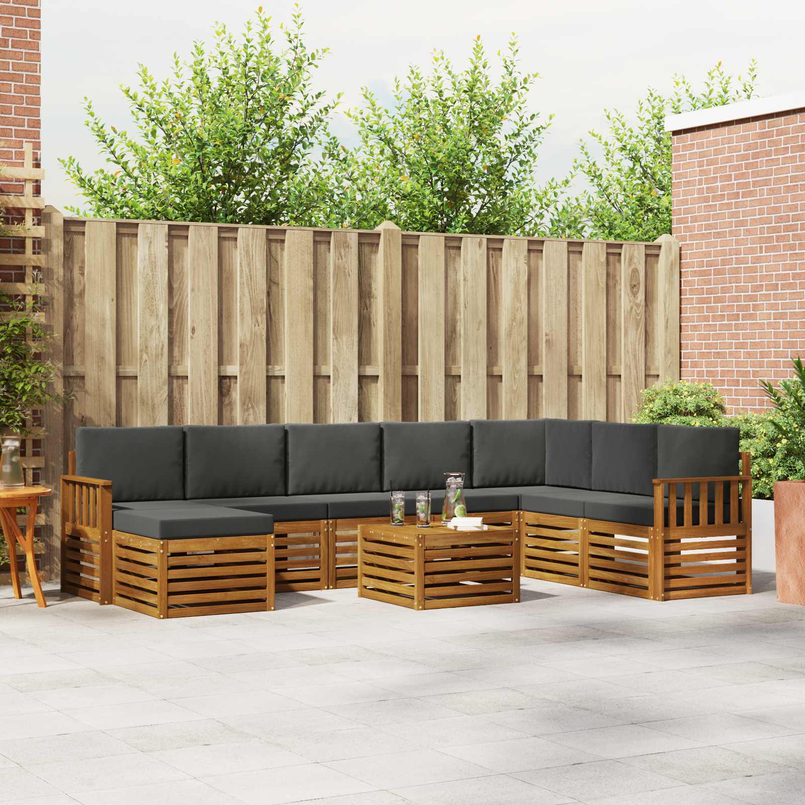 Ensemble de canapés d'extérieur 9 pcs Naturel et Anthracite - XIOS