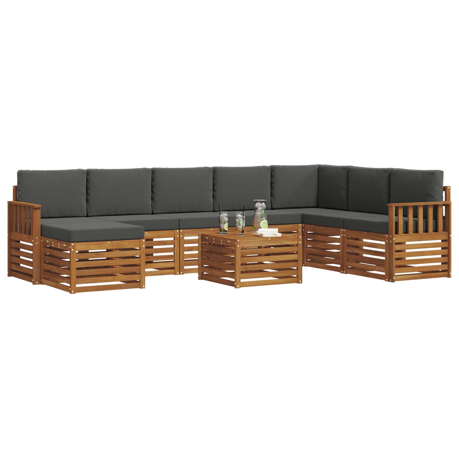 Ensemble de canapés d'extérieur 9 pcs Naturel et Anthracite - XIOS