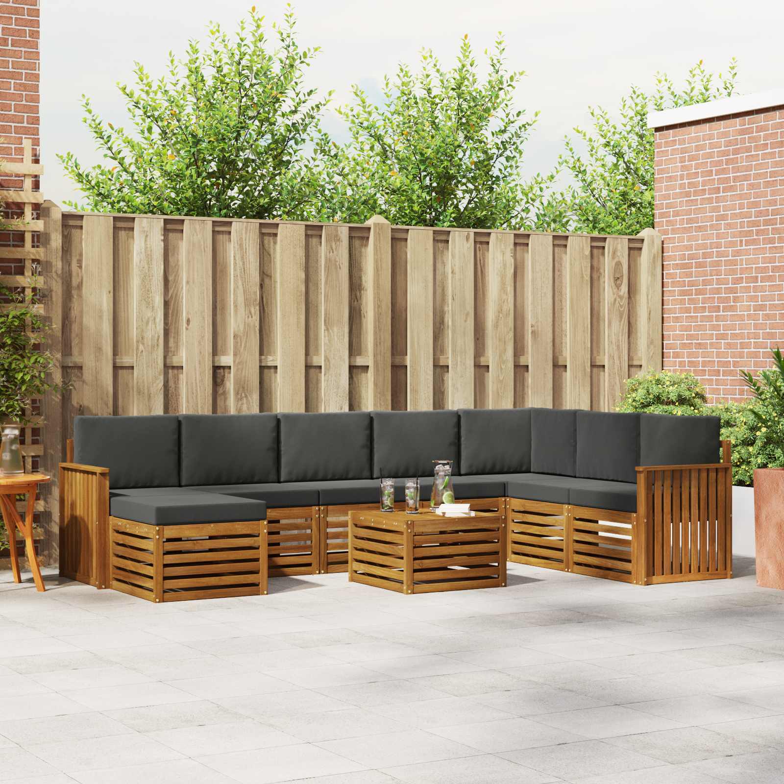 Ensemble de canapés d'extérieur 9 pcs Naturel et Anthracite - XIOS