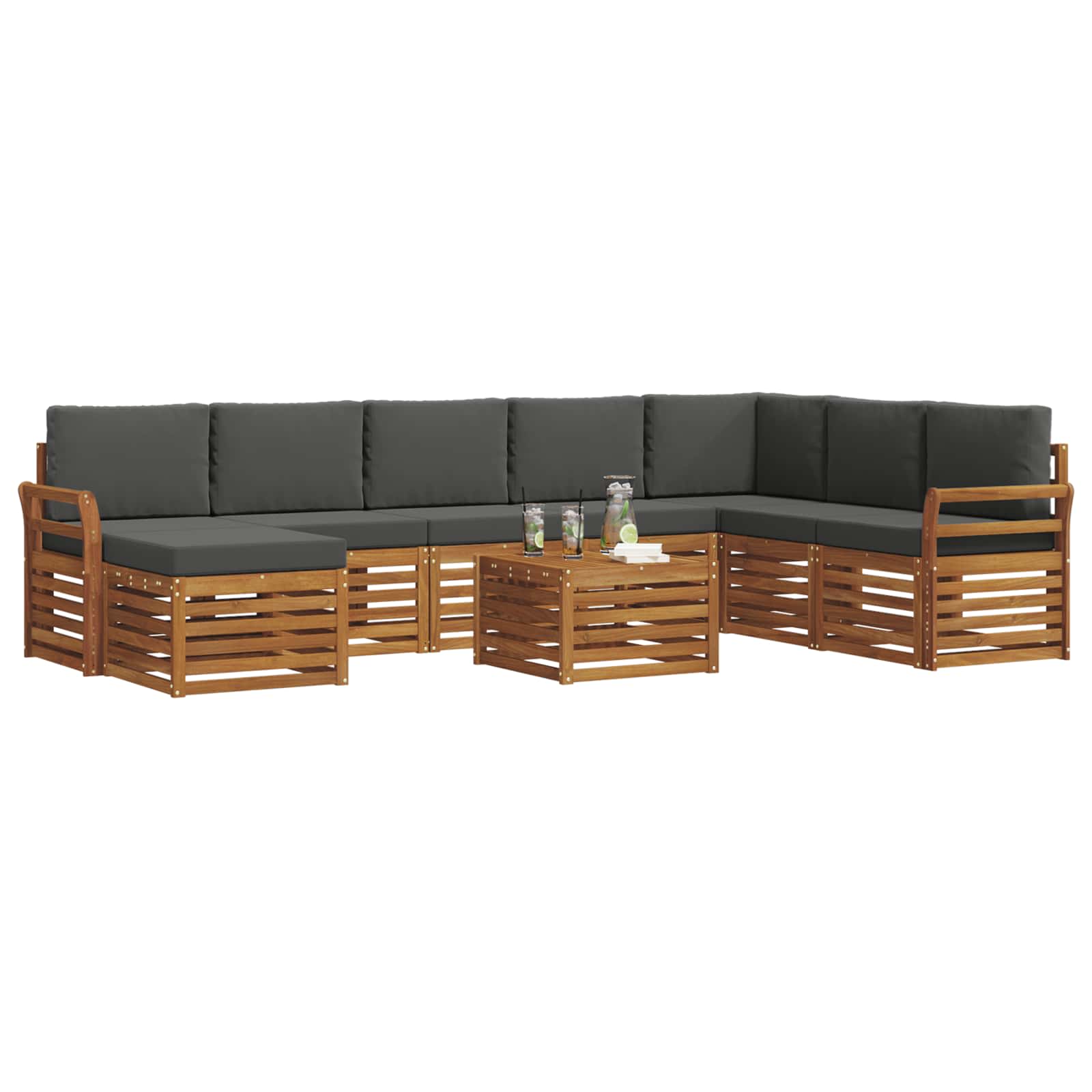 Ensemble de canapés d'extérieur 9 pcs Naturel et Anthracite - XIOS