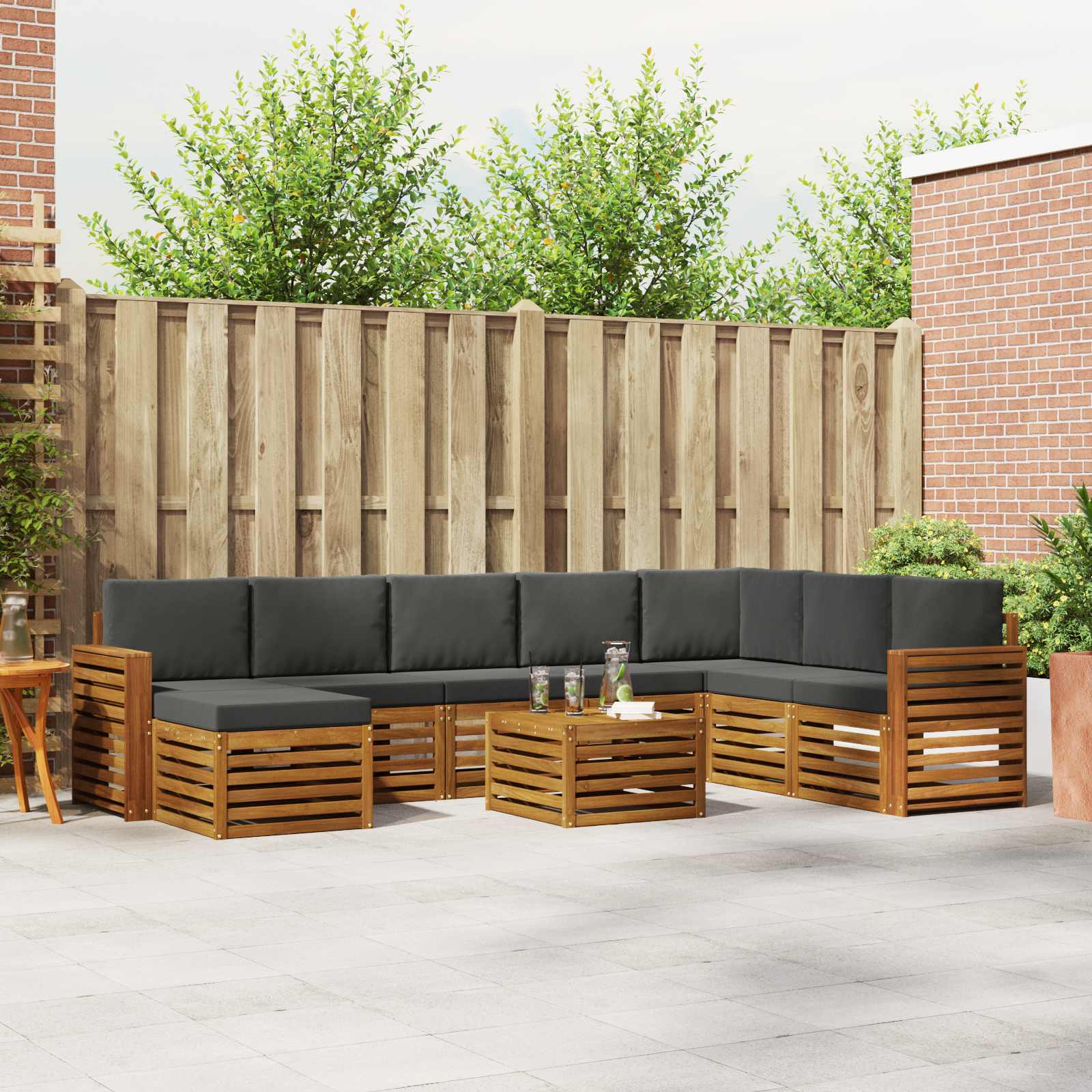Ensemble de canapés d'extérieur 9 pcs Naturel et Anthracite - XIOS