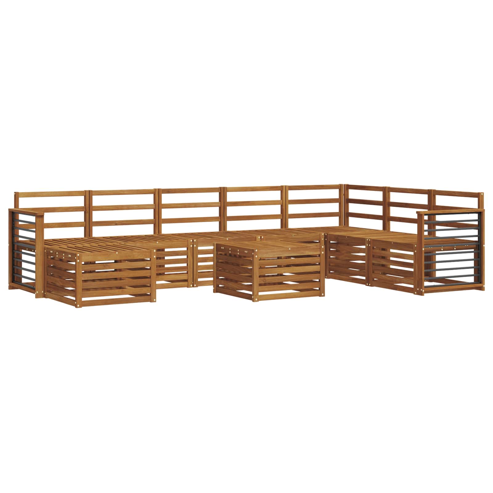 Ensemble de canapé d'angle 9 pcs Naturel Bois d'Acacia Massif - XIOS