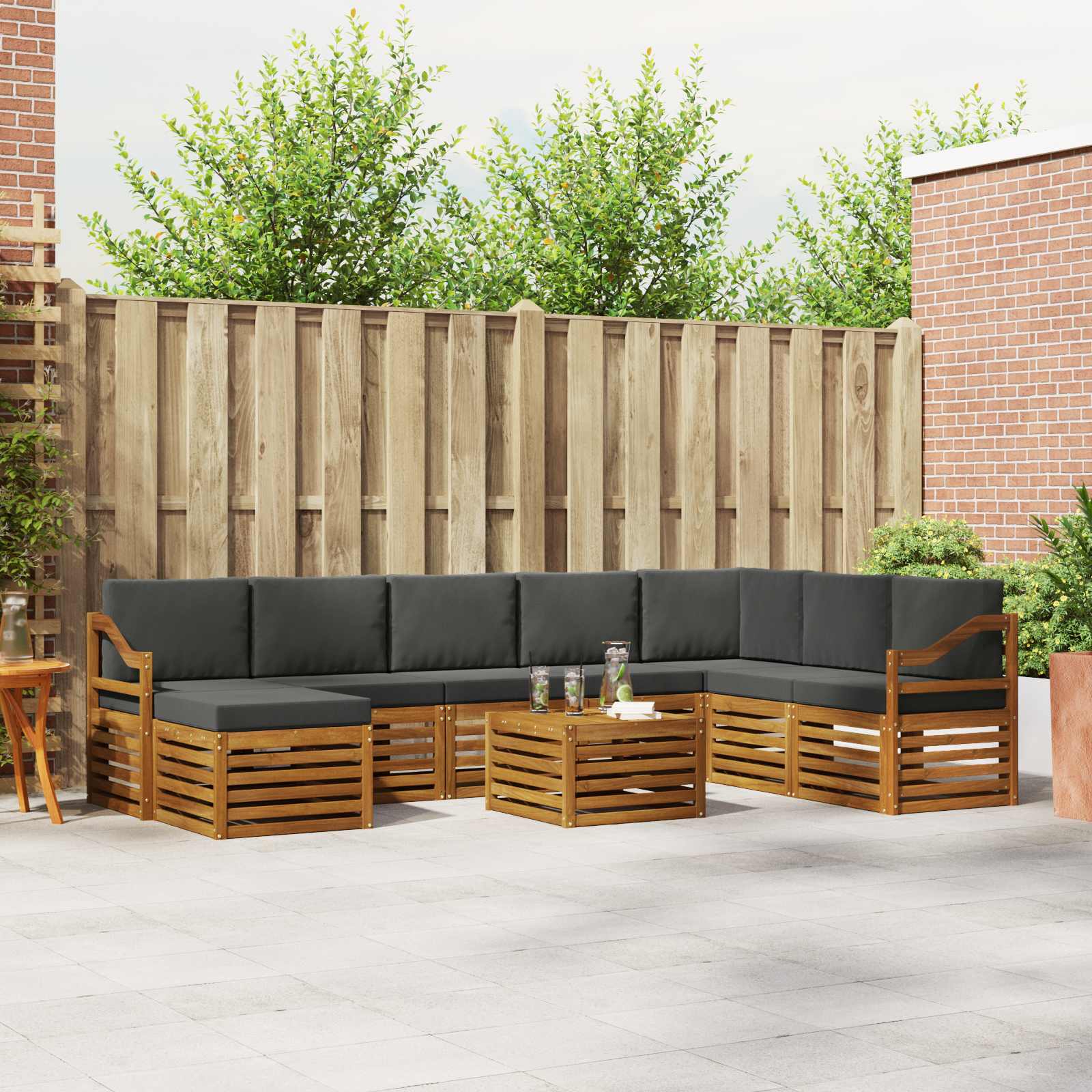 Ensemble de canapés d'extérieur 9 pcs Naturel et Anthracite - XIOS