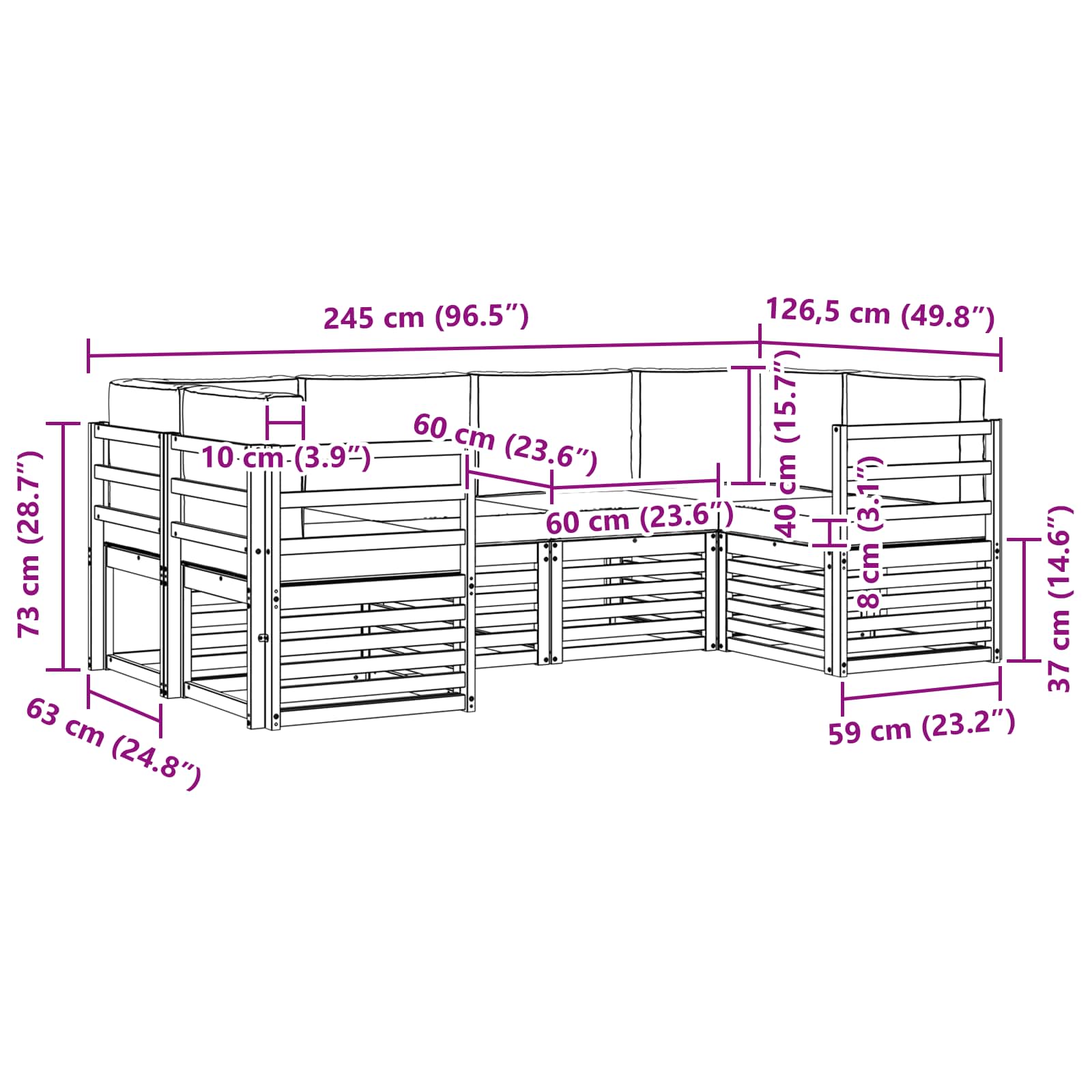 Ensemble de canapés d'extérieur 6 pcs Gris Naturel et Clair - XIOS