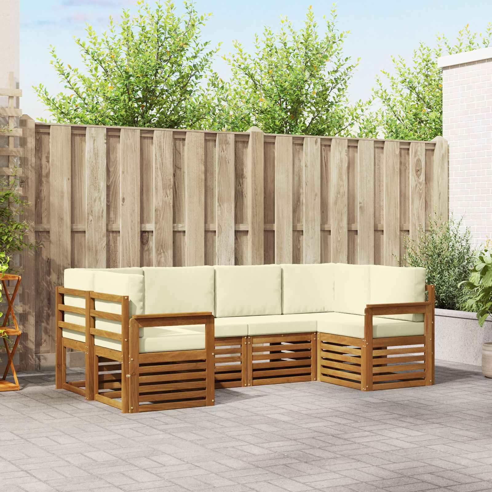 Ensemble de canapé d'angle avec coussin 6 pcs Naturel et Crème - XIOS