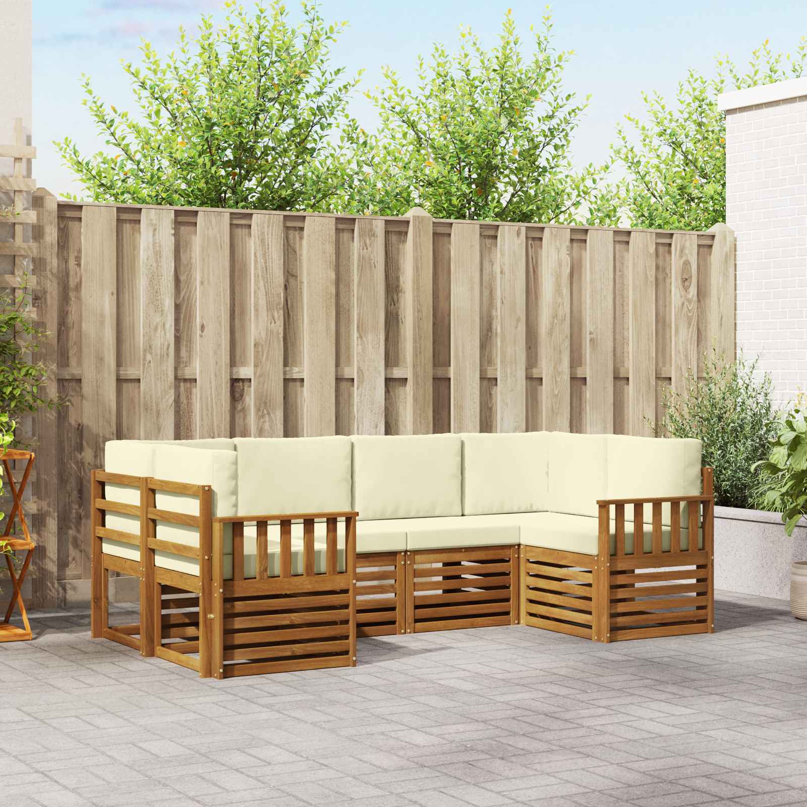 Ensemble de canapé d'angle avec coussin 6 pcs Naturel et Crème - XIOS