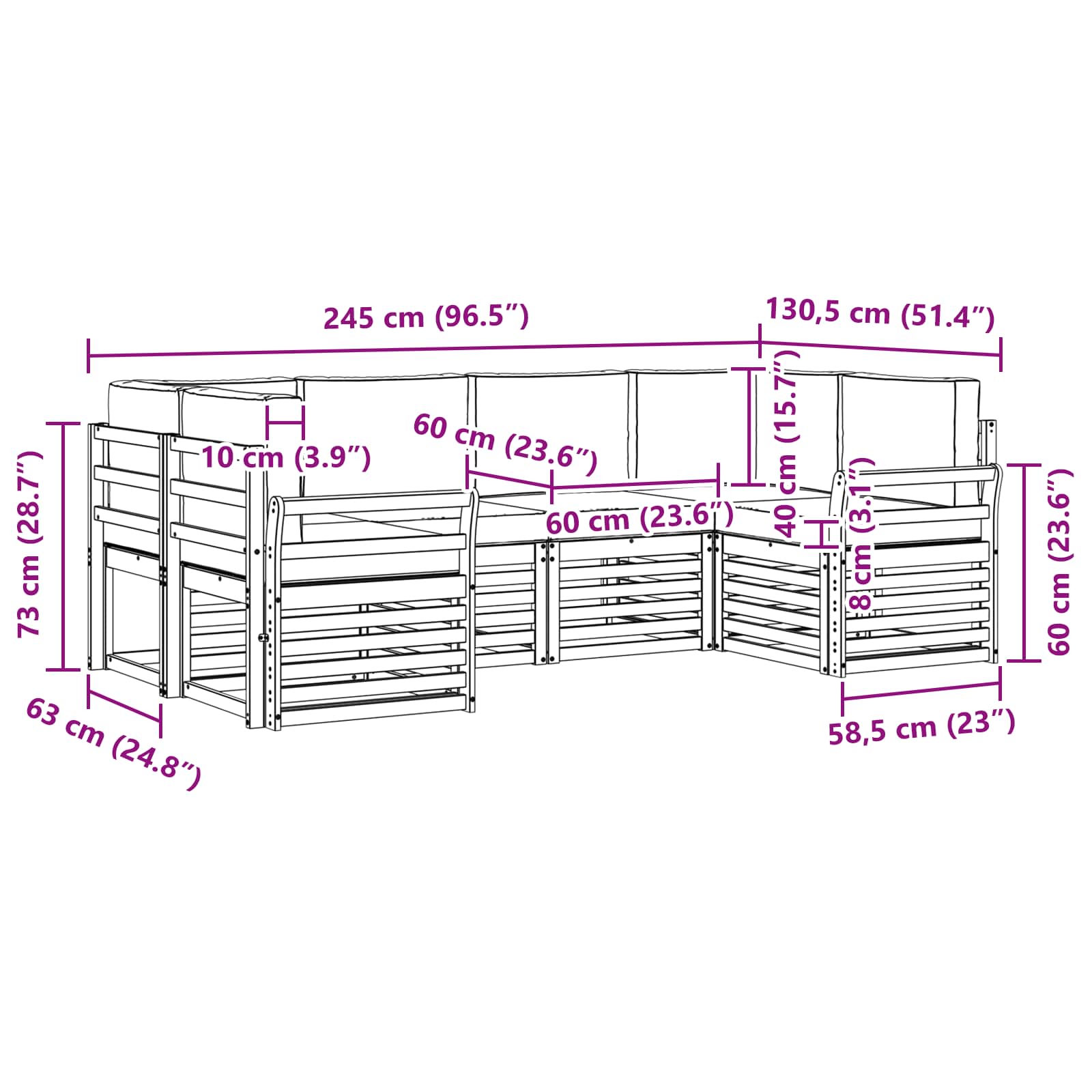 Ensemble de canapé d'angle avec coussin 6 pcs Naturel et Crème - XIOS