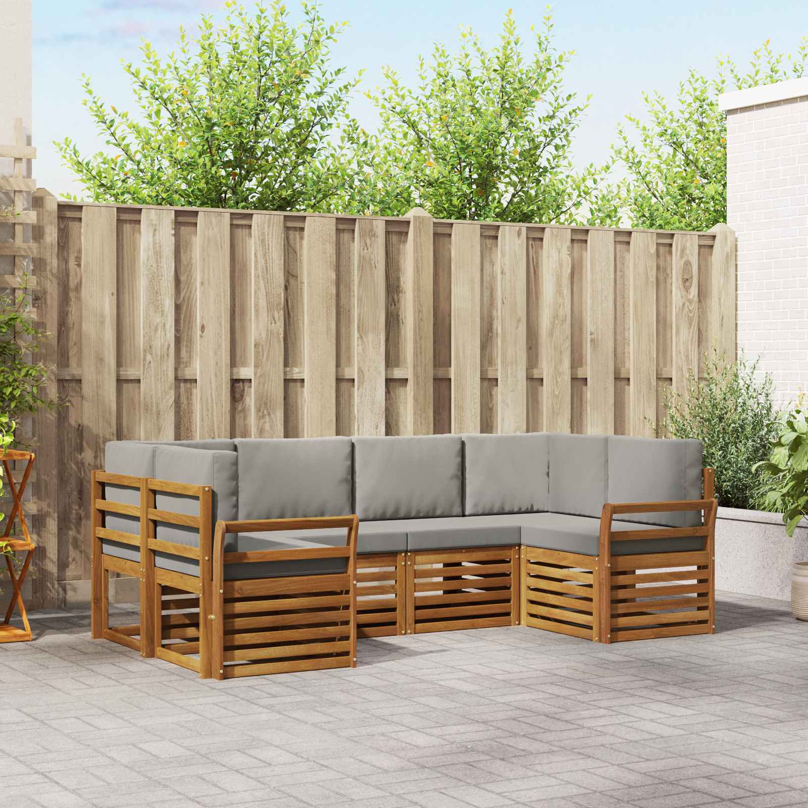 Ensemble de canapé d'angle 6 pcs Gris Naturel et Clair - XIOS