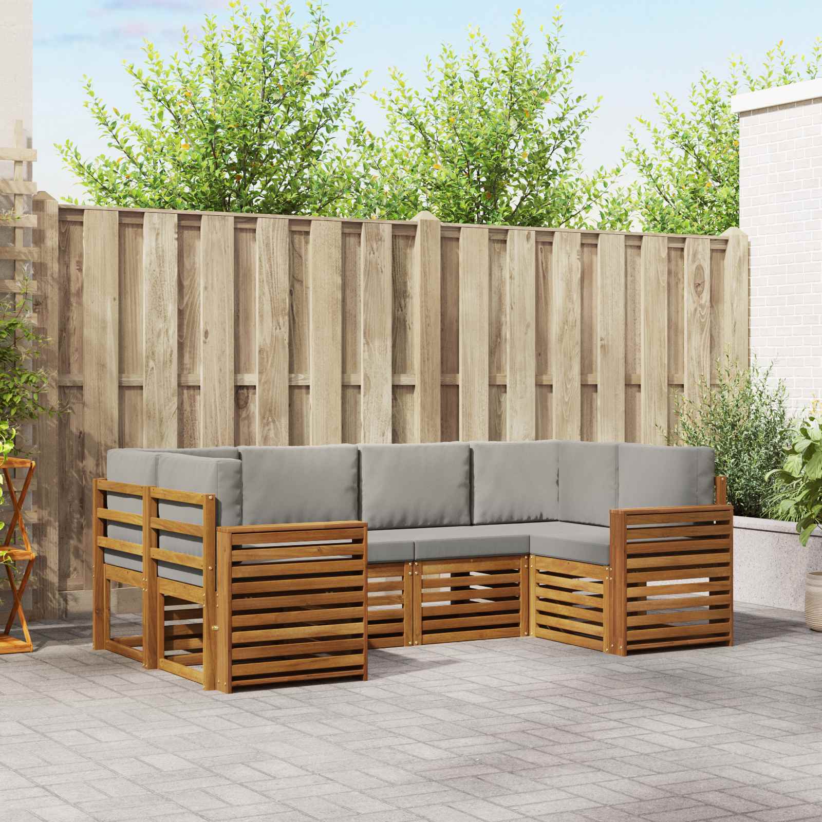 Ensemble de canapé d'angle 6 pcs Gris Naturel et Clair - XIOS