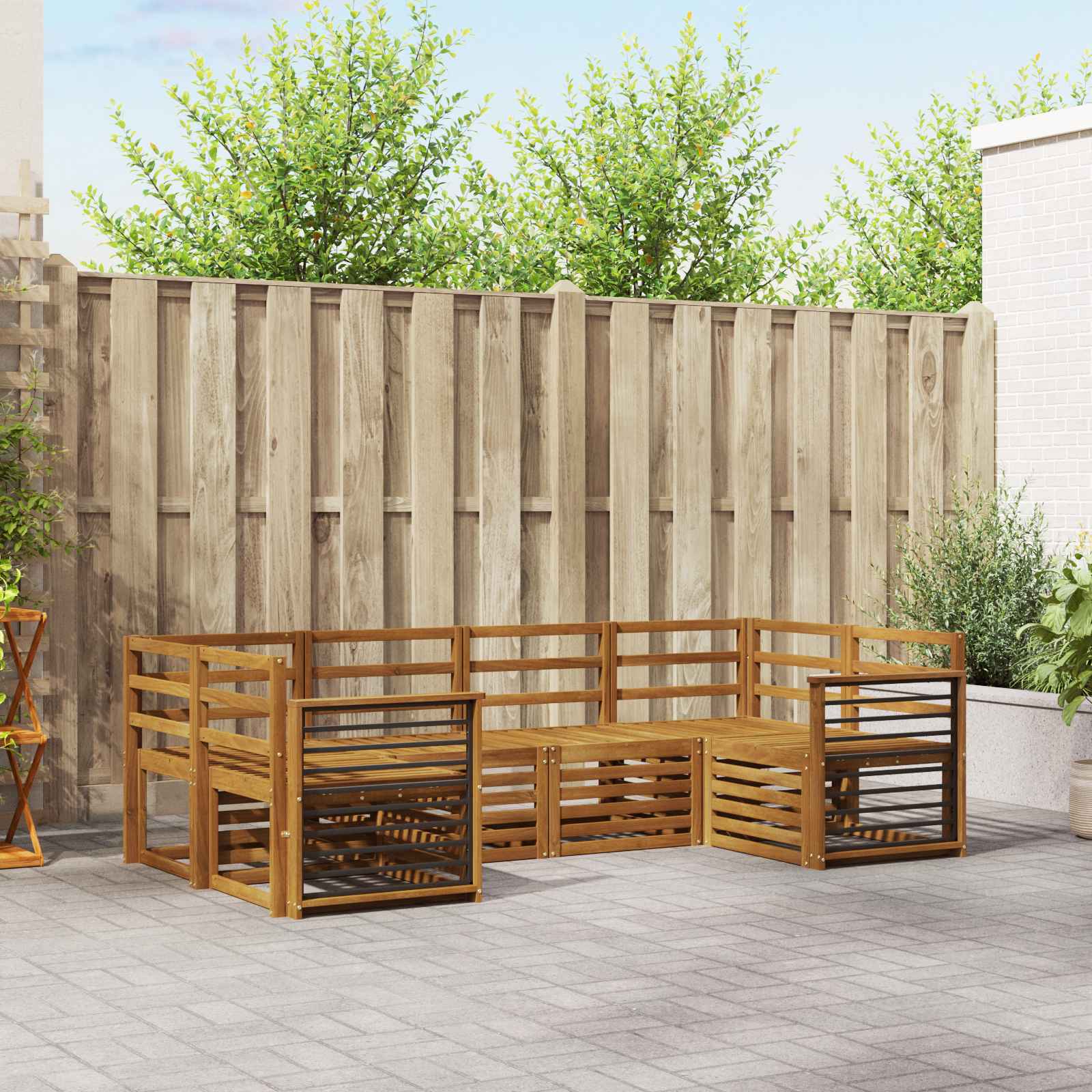 Ensembles de canapés 6 pcs Naturel Bois d'Acacia Massif - XIOS