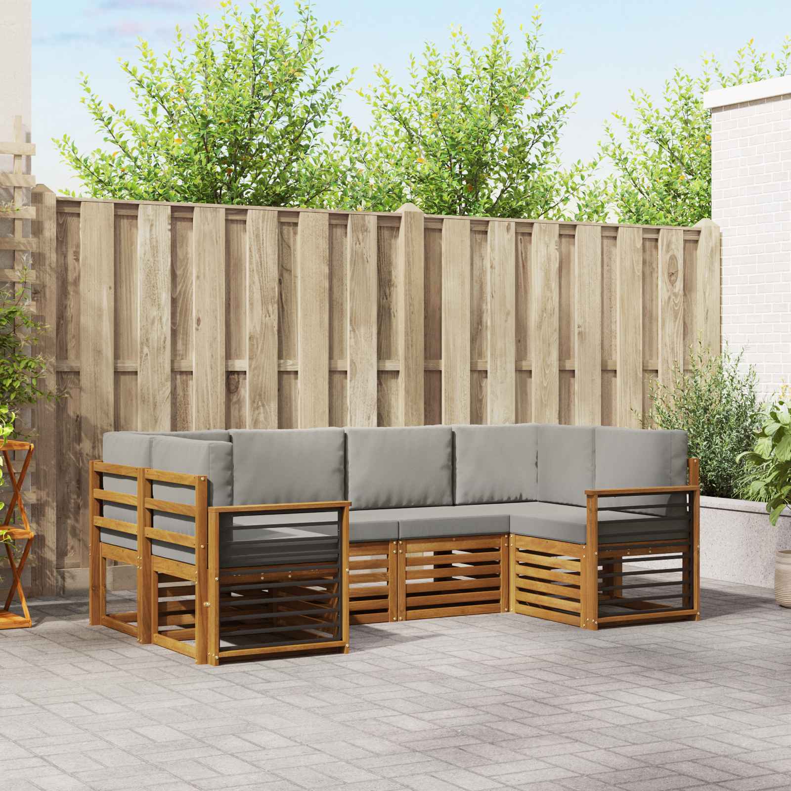 Ensemble de canapé d'angle 6 pcs Gris Naturel et Clair - XIOS