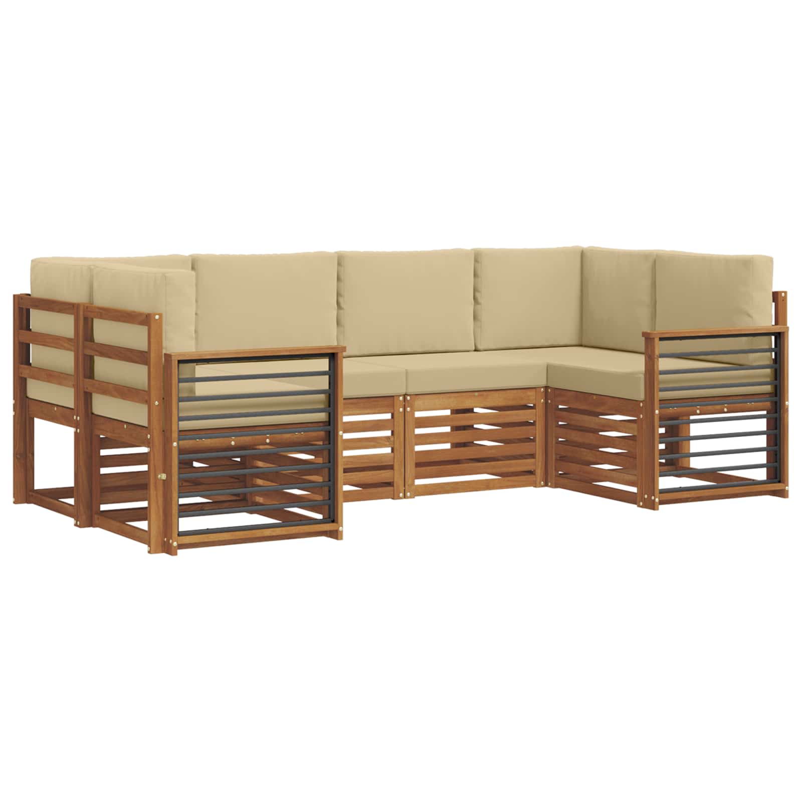 Ensemble de canapé d'angle avec coussin 6 pcs Naturel - XIOS