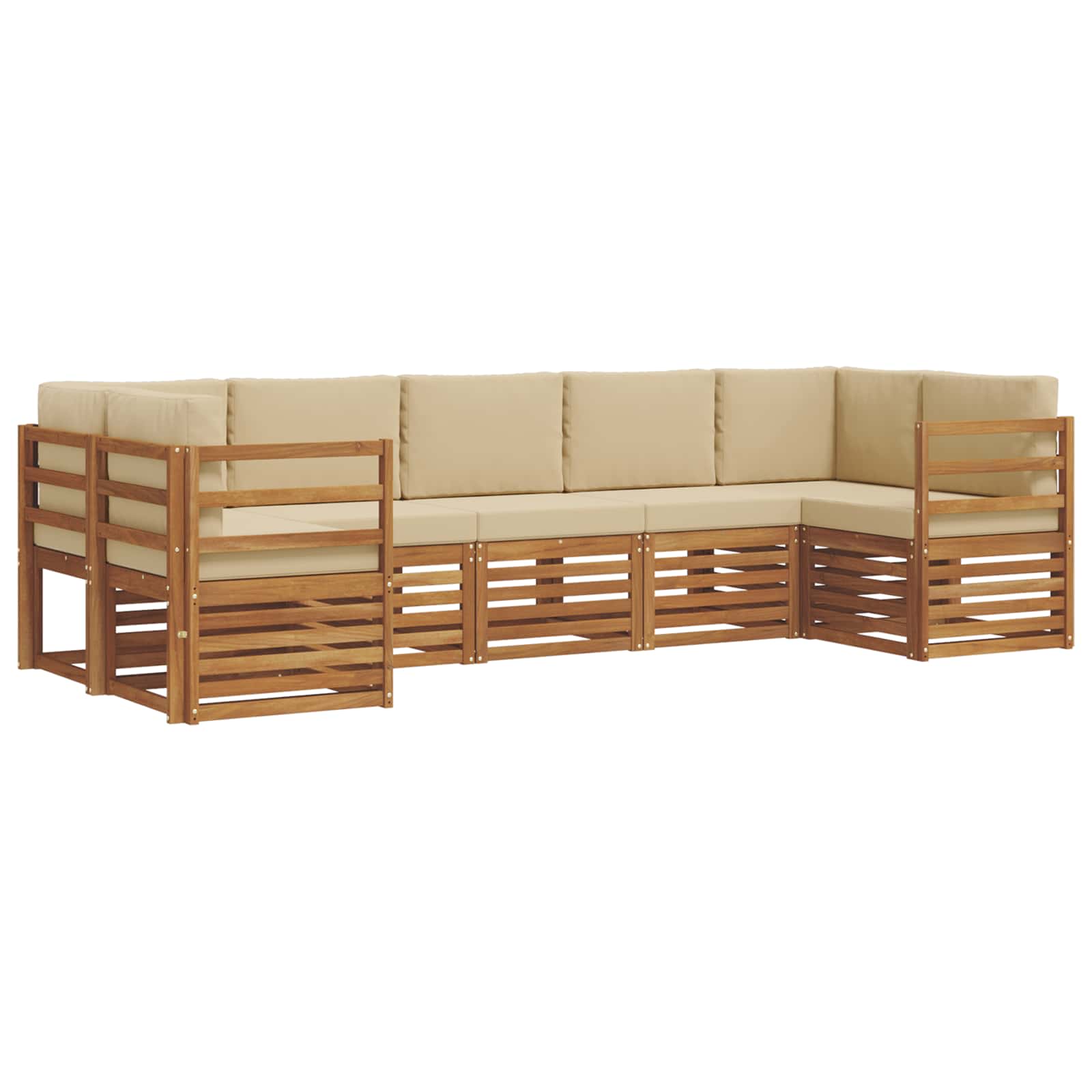 Ensemble de canapé d'angle avec coussin 7 pcs Naturel et Beige - XIOS