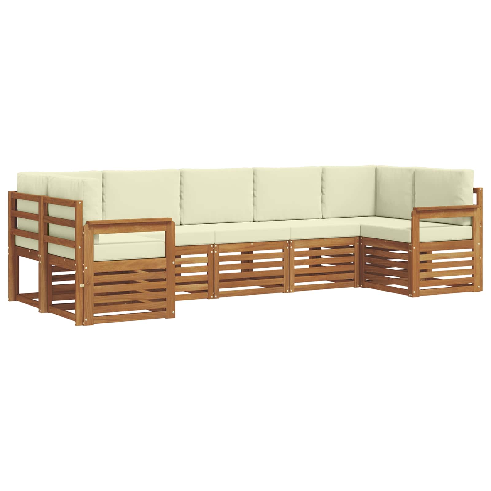 Ensemble de canapé d'angle avec coussin 7 pcs Naturel et Crème - XIOS