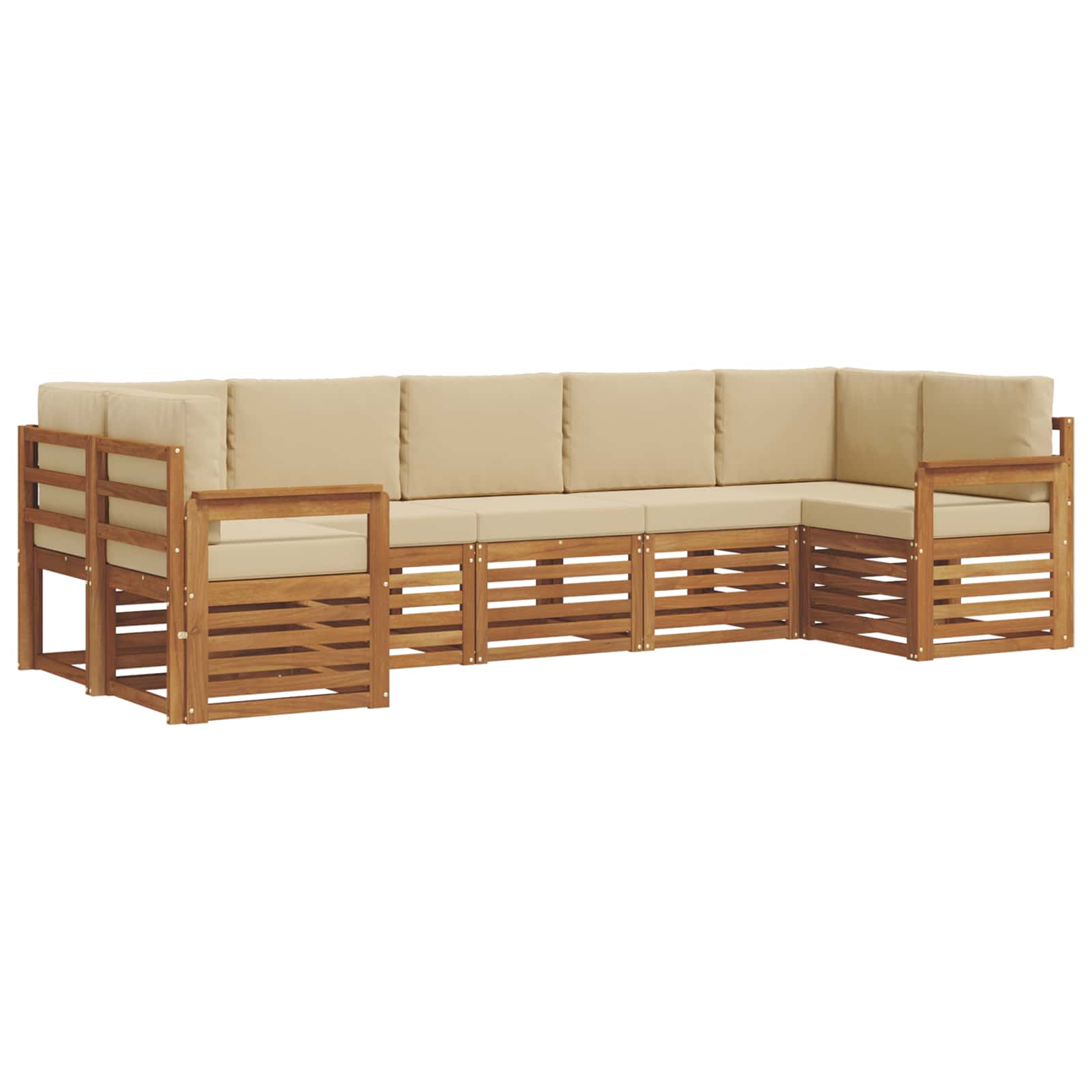 Ensemble de canapé d'angle avec coussin 7 pcs Naturel et Beige - XIOS