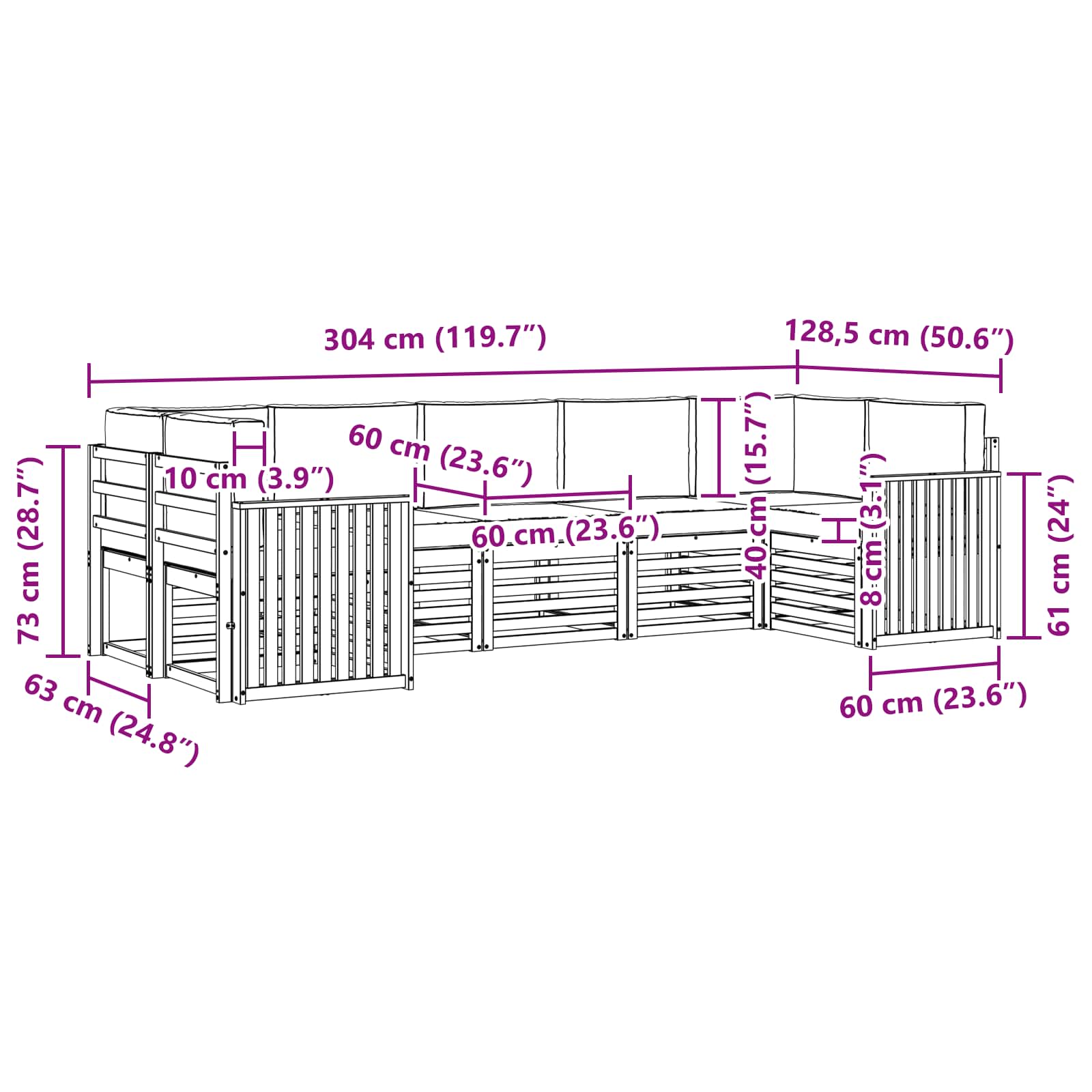 Ensemble de canapé d'angle avec coussin 7 pcs Naturel et Crème - XIOS