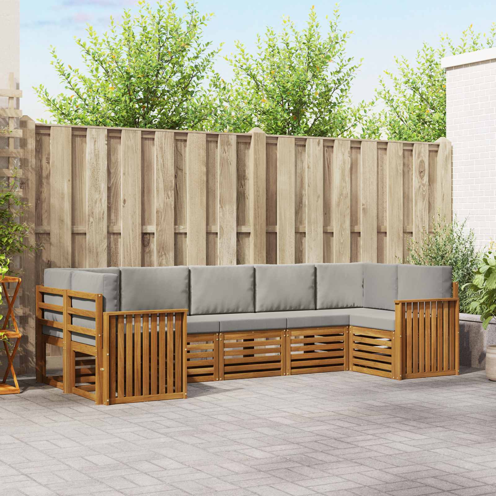 Ensemble de canapé d'angle 7 pcs Gris Naturel et Clair