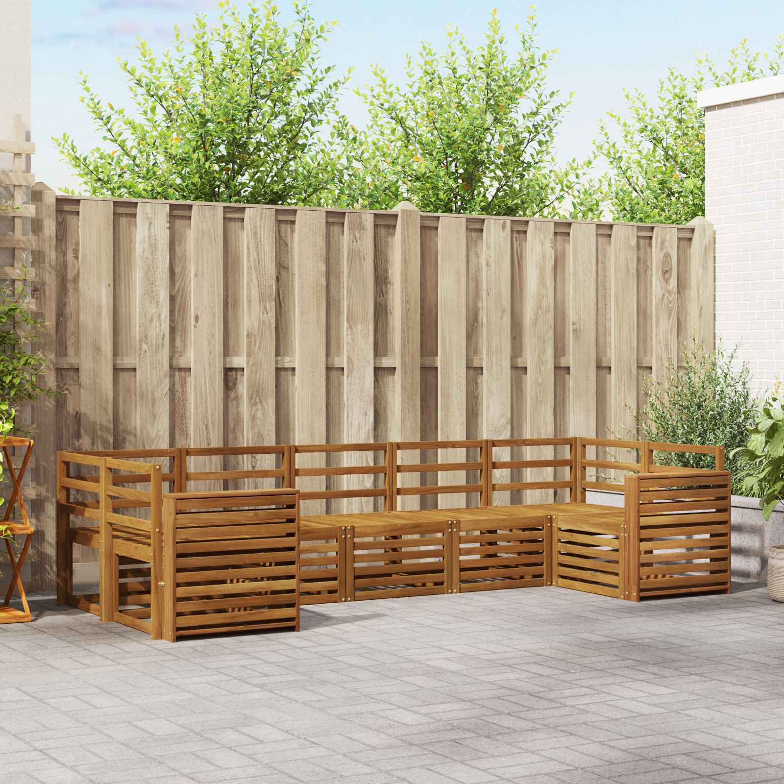 Ensembles de canapés 7 pcs Naturel Bois d'Acacia Massif - XIOS
