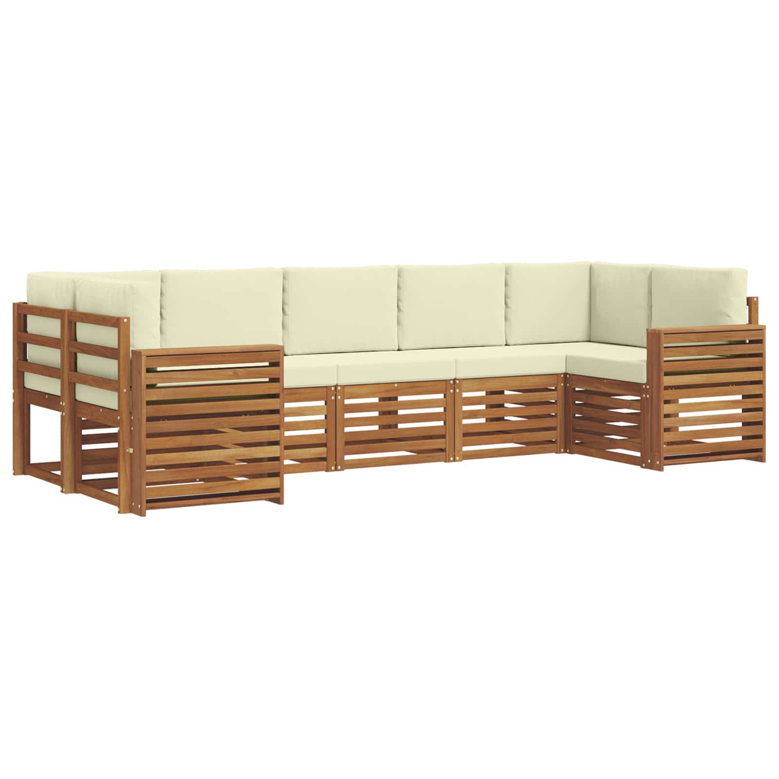 Ensemble de canapé d'angle avec coussin 7 pcs Naturel et Crème - XIOS