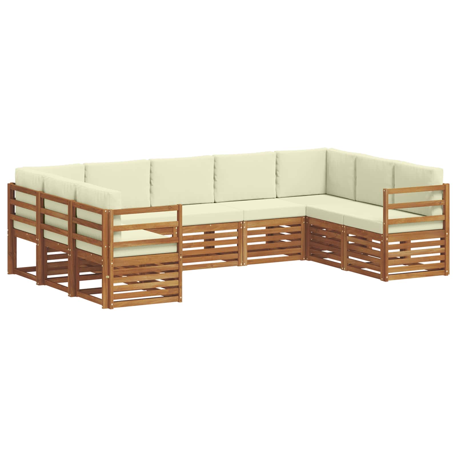 Ensemble de canapé d'angle avec coussin 9 pcs Naturel et Crème - XIOS