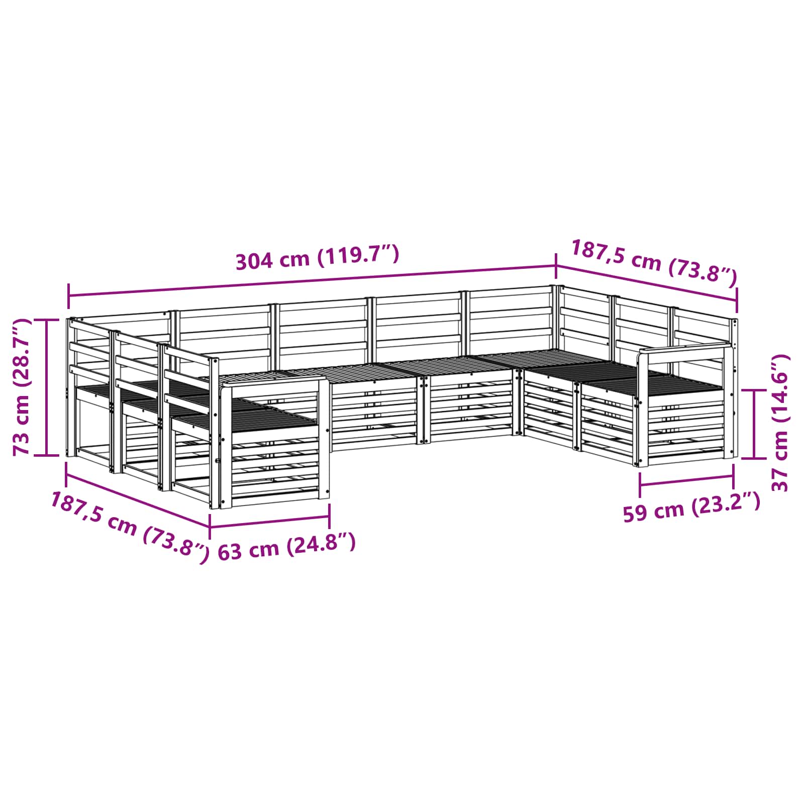 Ensemble de canapé d'angle 9 pcs Naturel - XIOS
