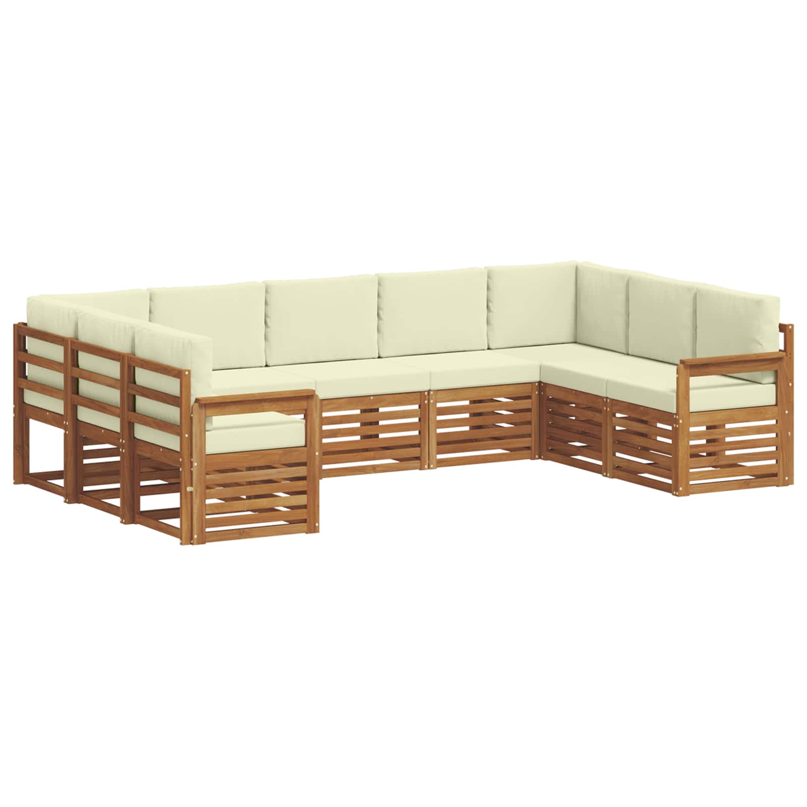 Ensemble de canapé d'angle avec coussin 9 pcs Naturel et Crème - XIOS