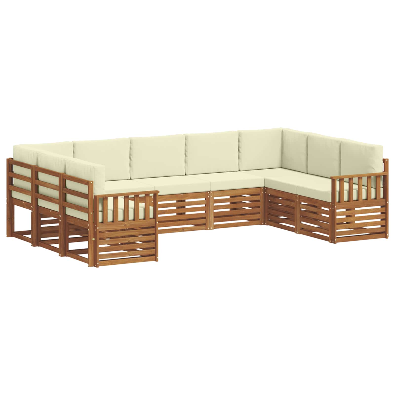 Ensemble de canapé d'angle avec coussin 9 pcs Naturel et Crème - XIOS