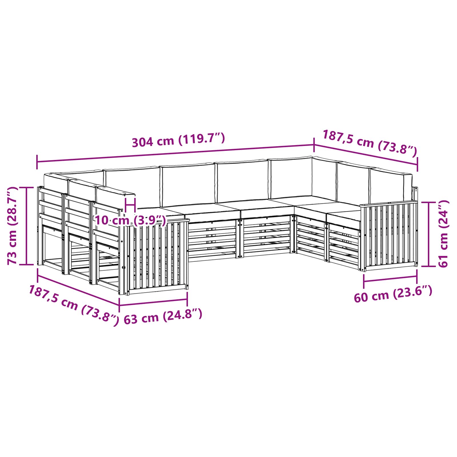 Ensemble de canapé d'angle 9 pcs Naturel et Anthracite - XIOS