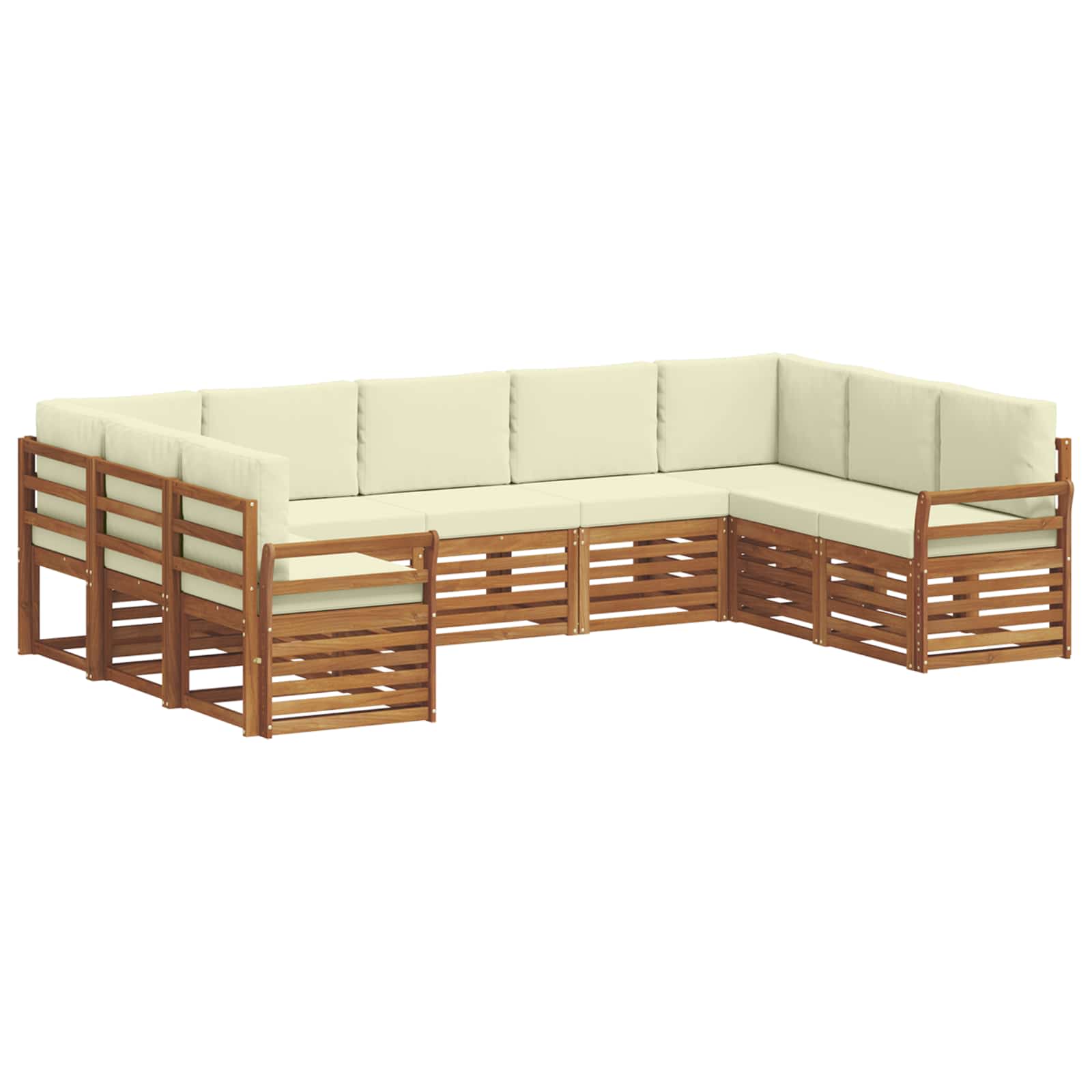 Ensemble de canapé d'angle avec coussin 9 pcs Naturel et Crème - XIOS