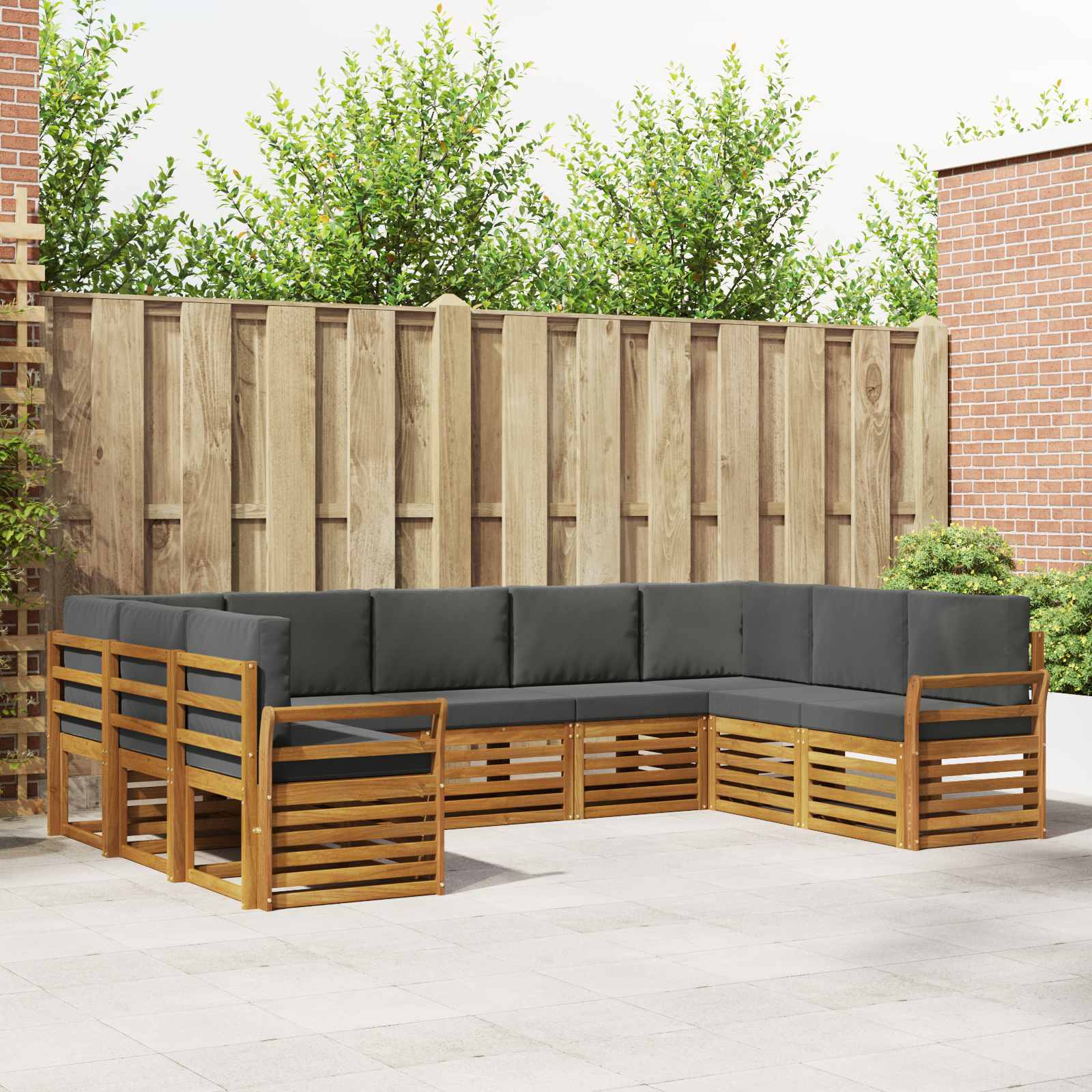 Ensemble de canapé d'angle 9 pcs Naturel et Anthracite - XIOS