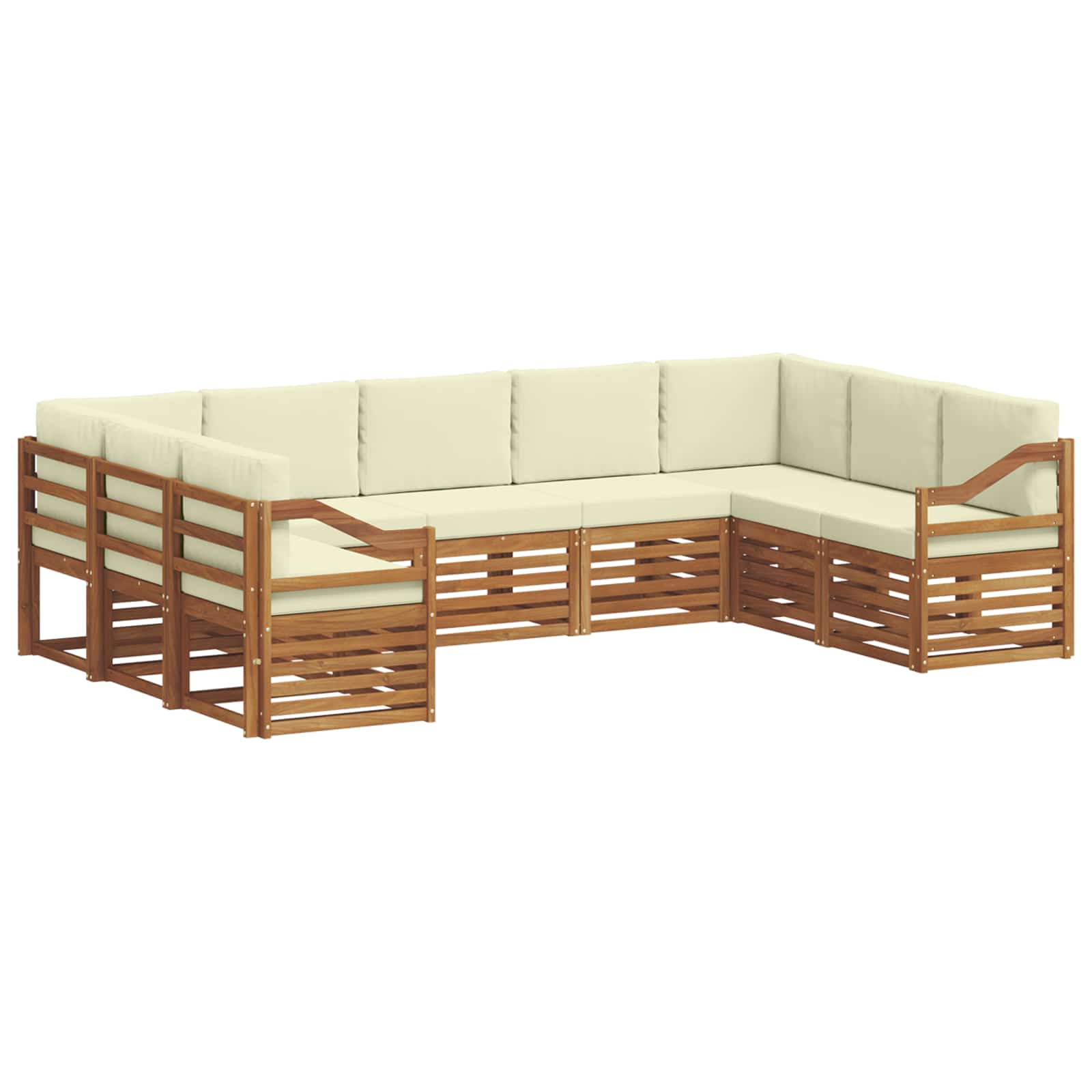 Ensemble de canapé d'angle avec coussin 9 pcs Naturel et Crème - XIOS