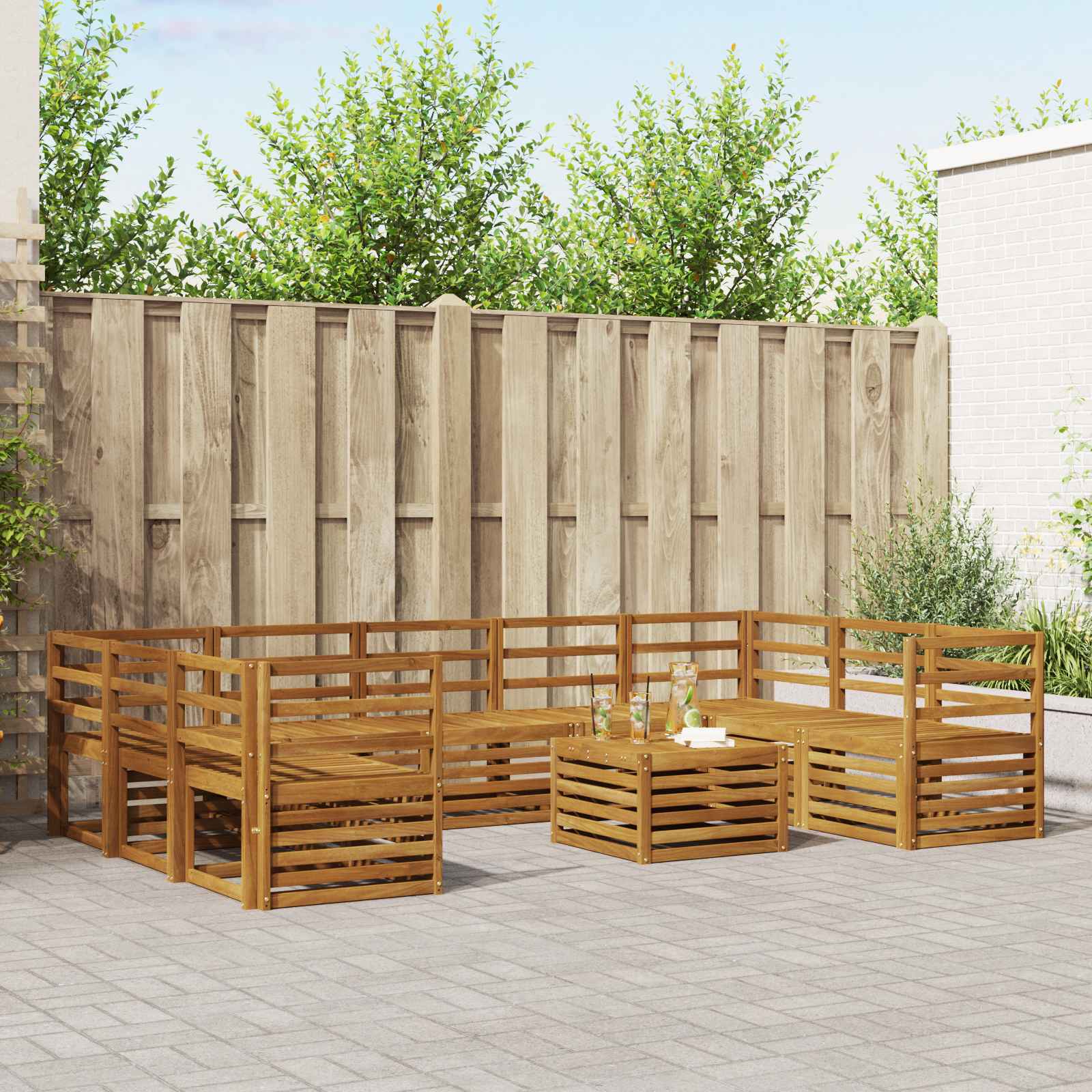 Ensembles de canapés 10 pcs Naturel Bois d'Acacia Massif - XIOS