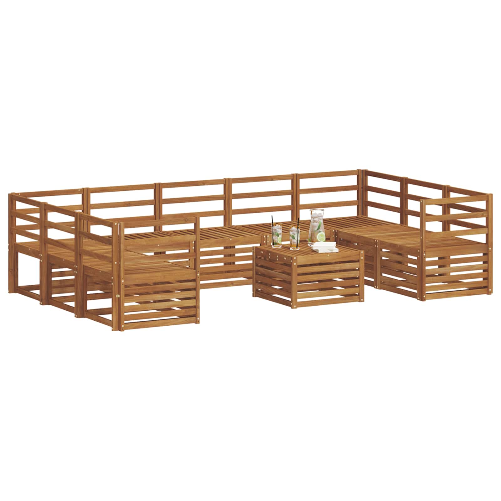 Ensembles de canapés 10 pcs Naturel Bois d'Acacia Massif - XIOS