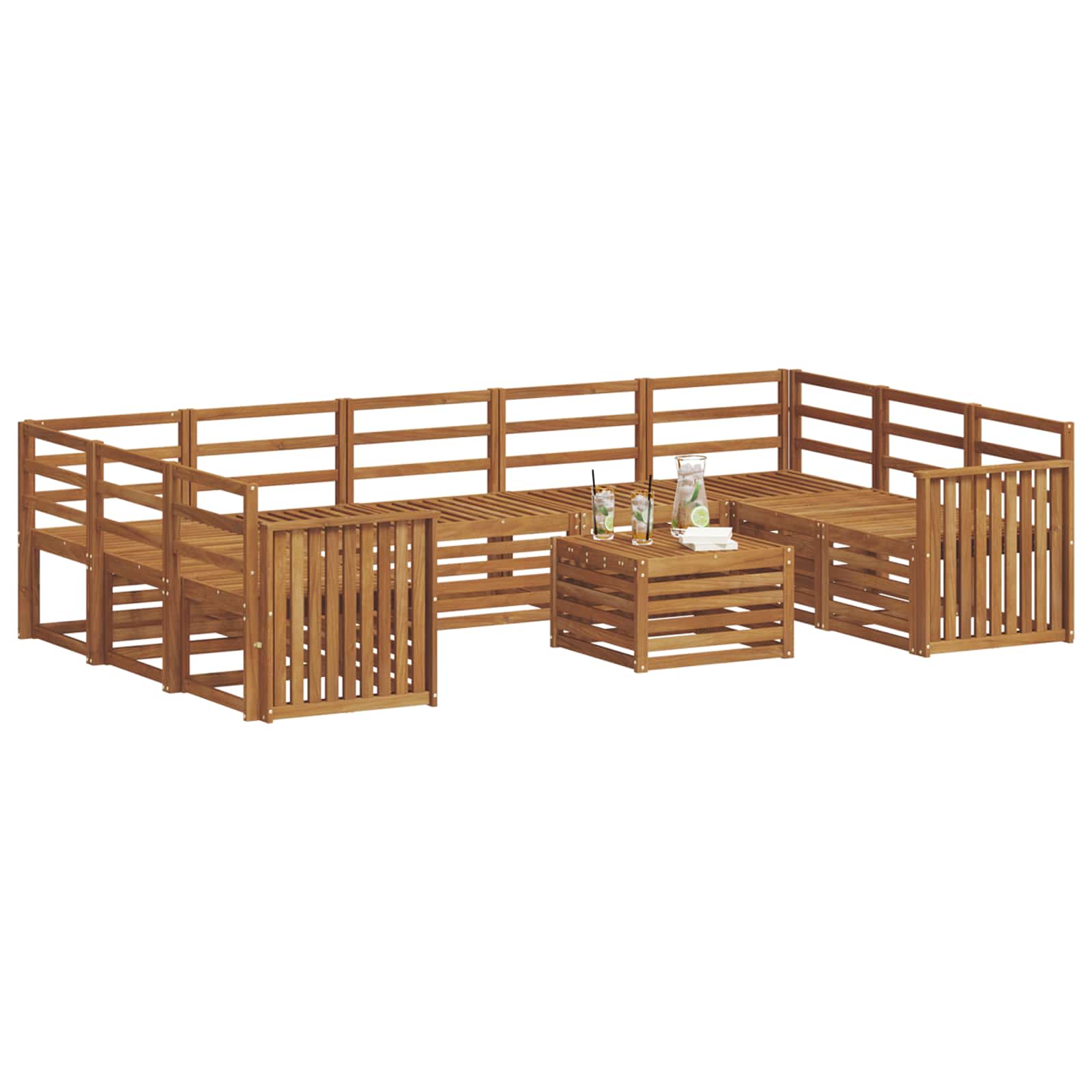 Ensembles de canapés 10 pcs Naturel Bois d'Acacia Massif - XIOS