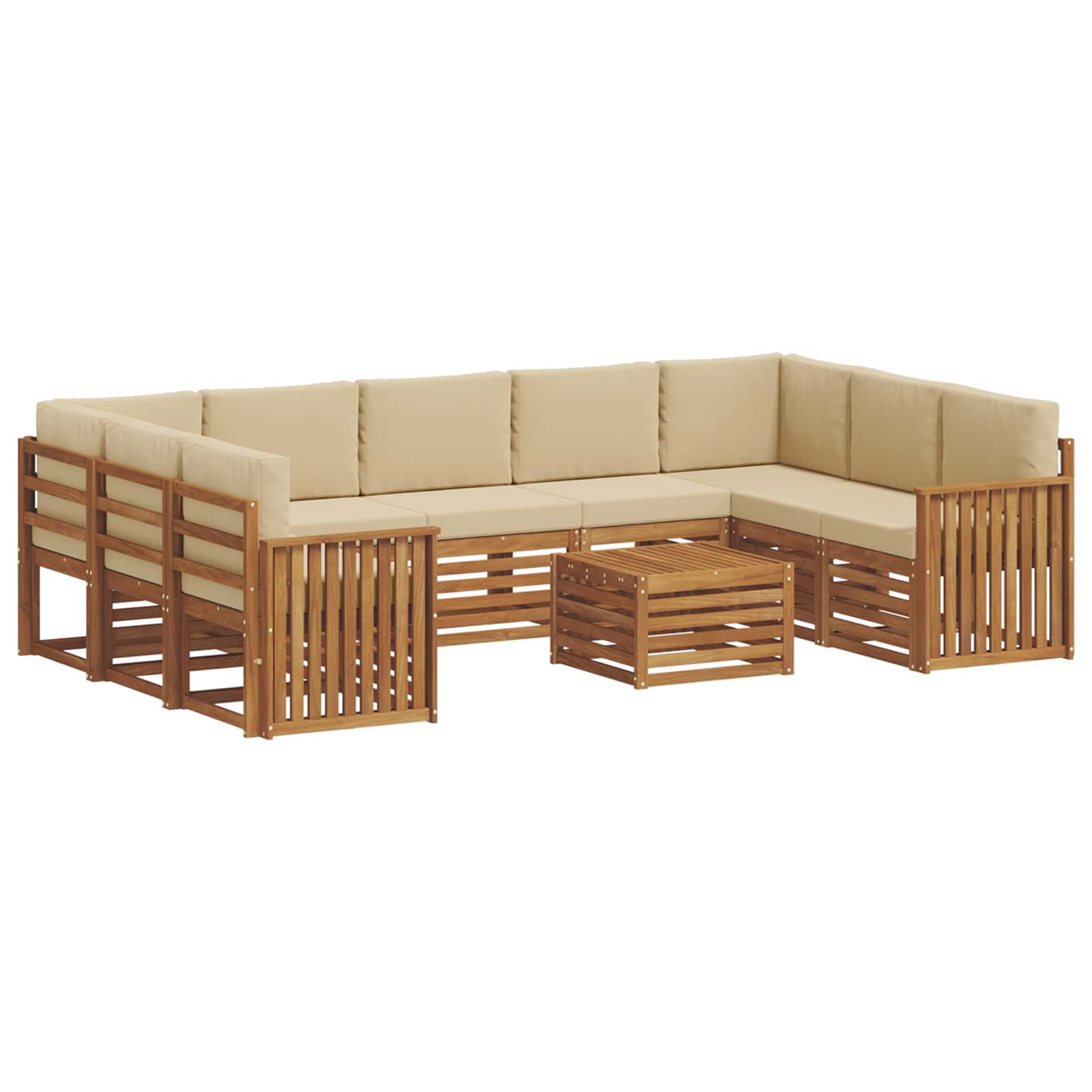 Ensembles de canapés avec coussin 10 pcs Naturel et Beige