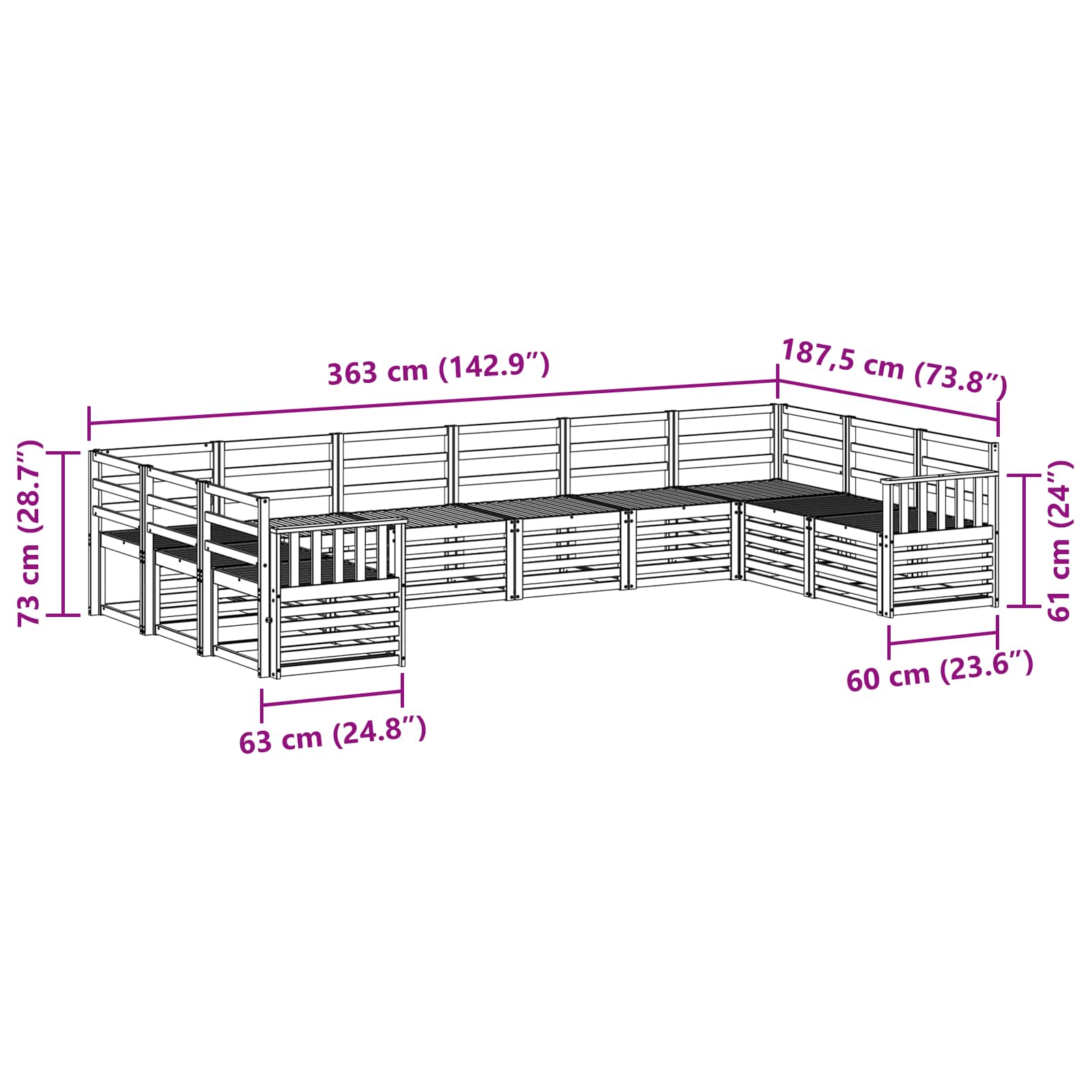 Ensemble de canapé d'angle 10 pcs Naturel - XIOS