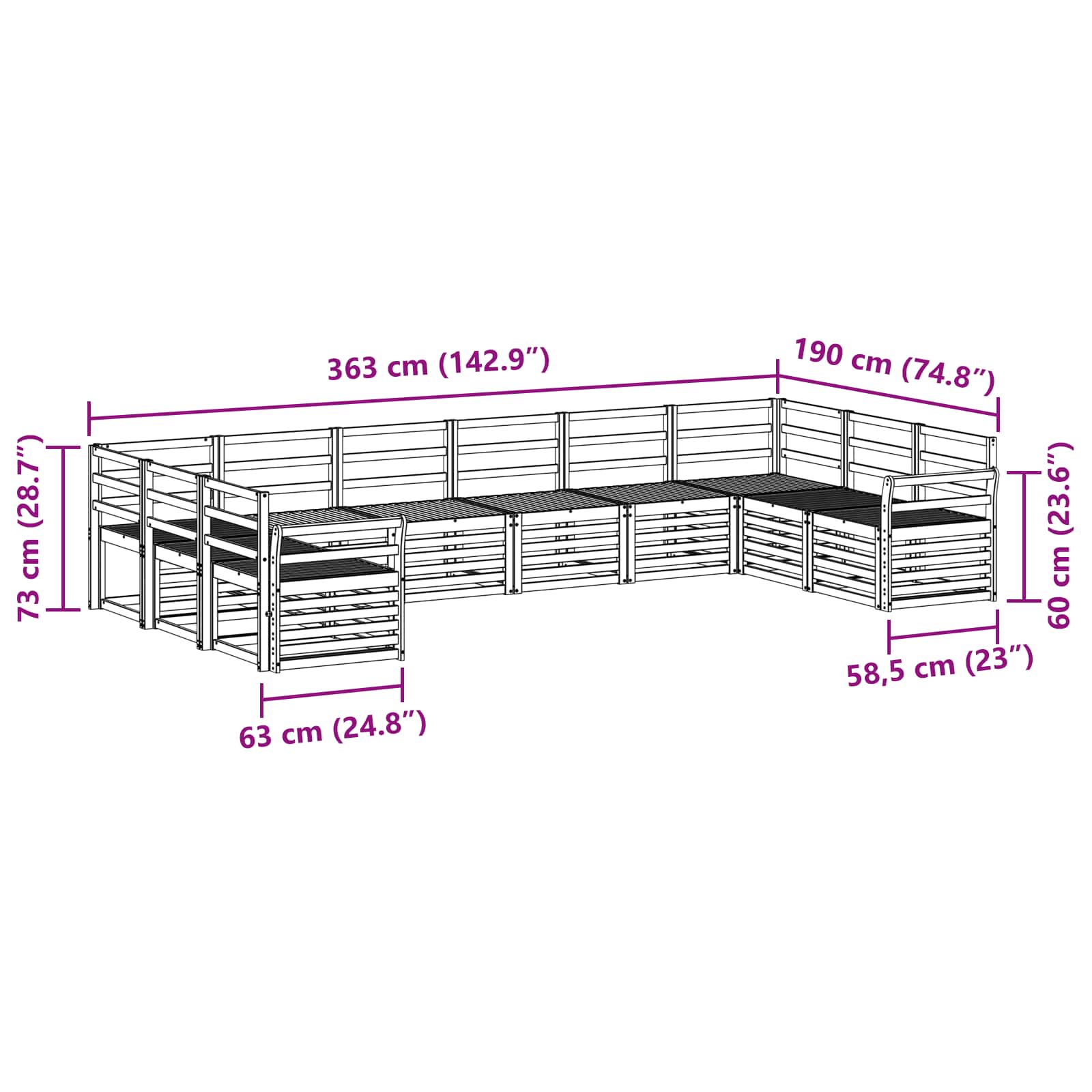 Ensemble de canapé d'angle 10 pcs Naturel - XIOS