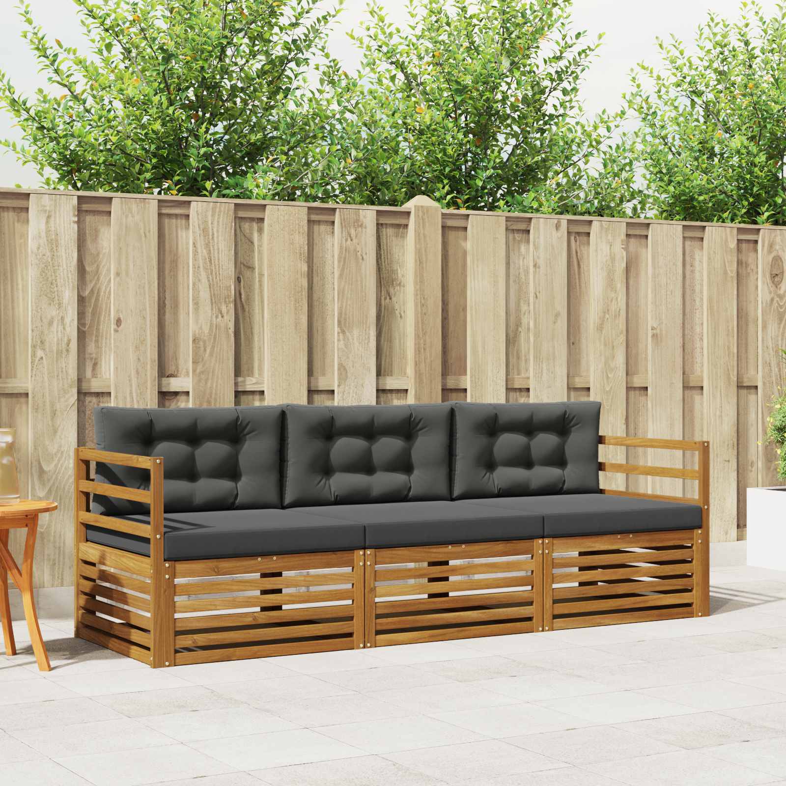 Ensemble de canapés d'extérieur 3 pcs Naturel et Anthracite - XIOS