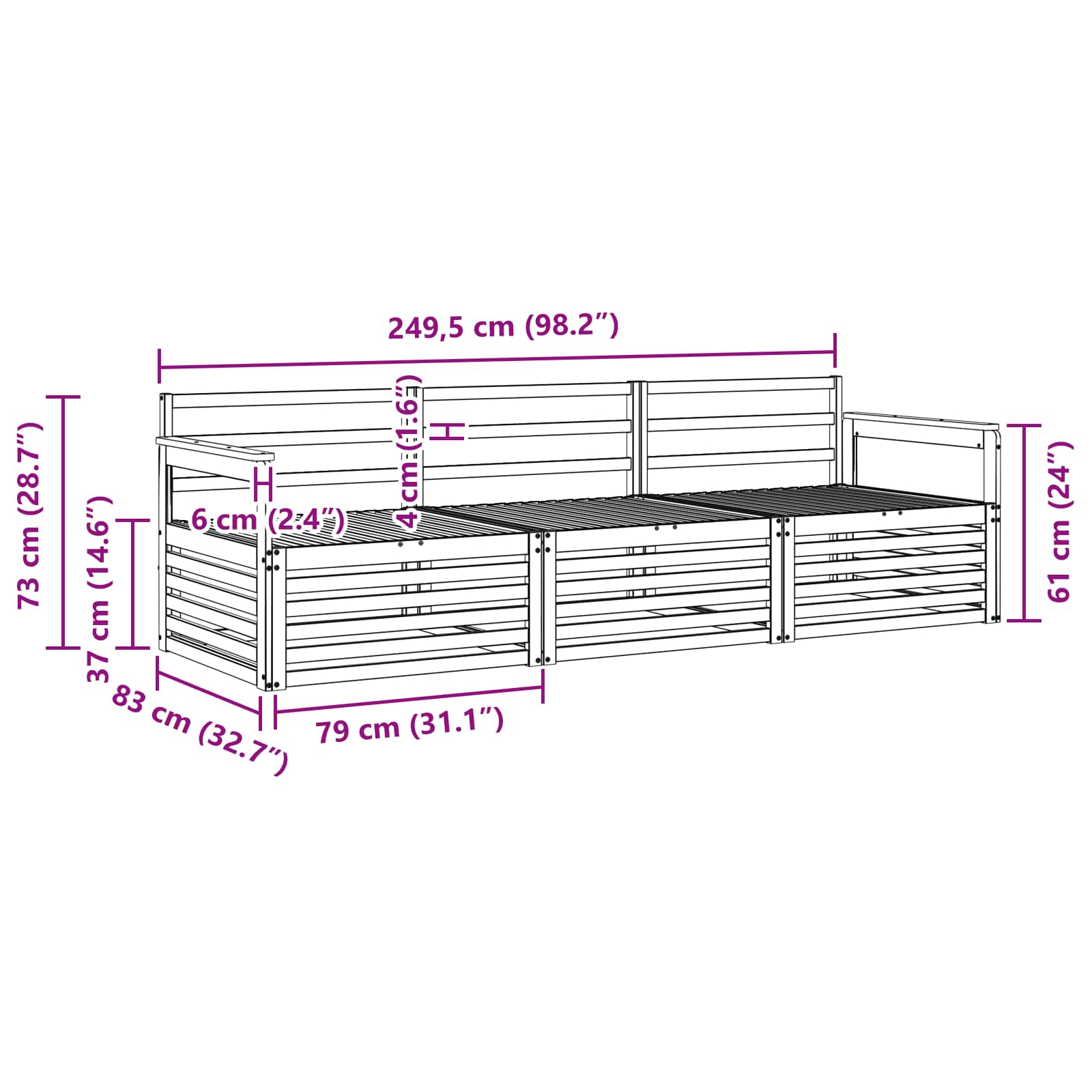 Ensemble de canapés d'extérieur 3 pcs Naturel - XIOS