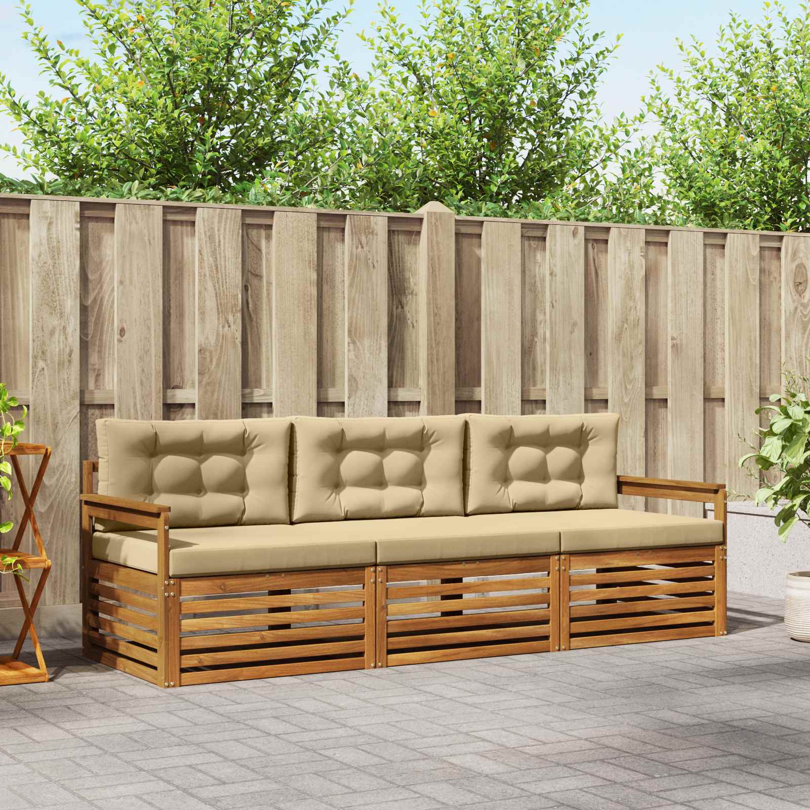 Ensemble de canapés d'extérieur 3 pcs Naturel et Beige - XIOS